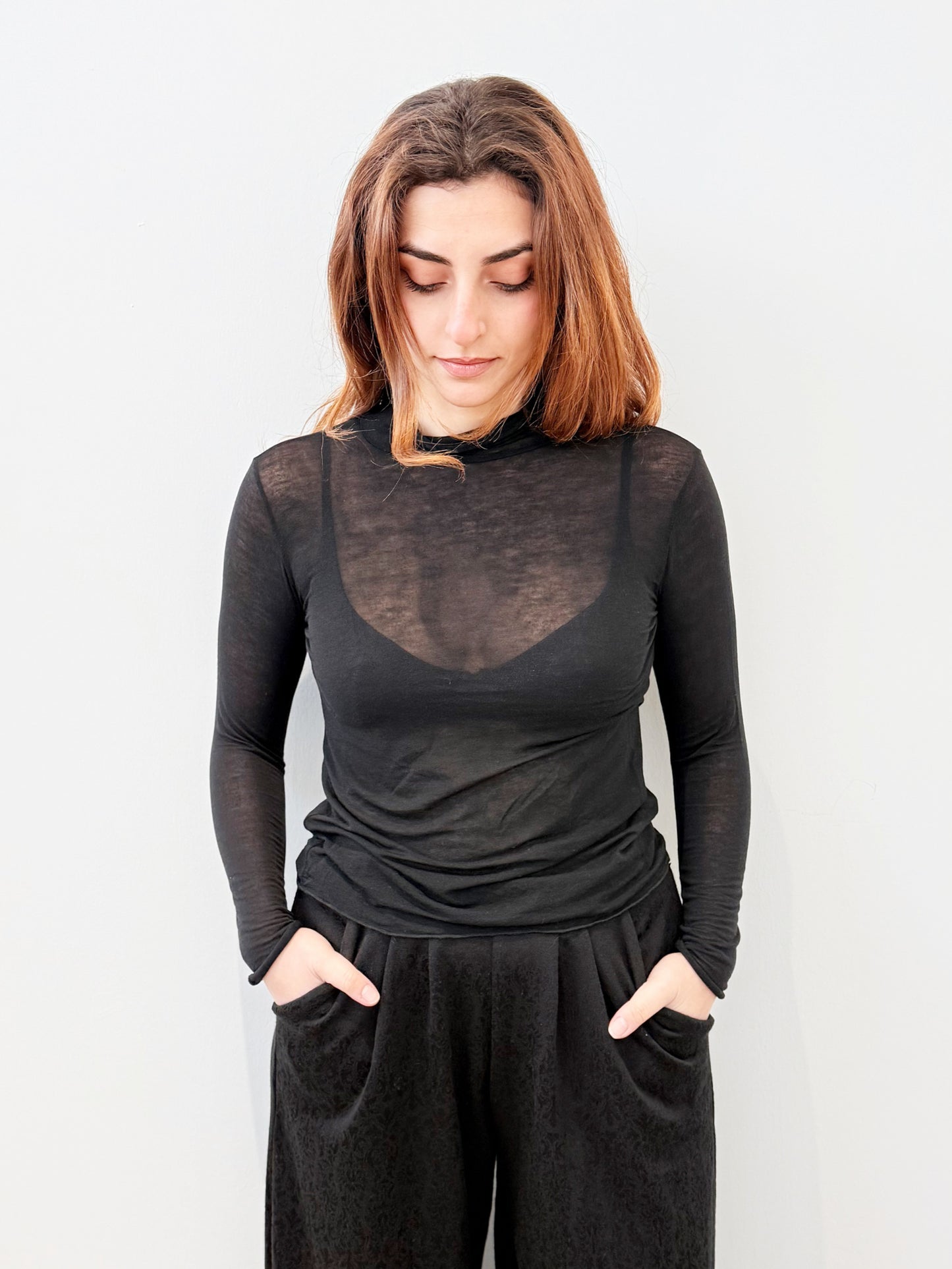 Maglia misto cashmere ultra light nera