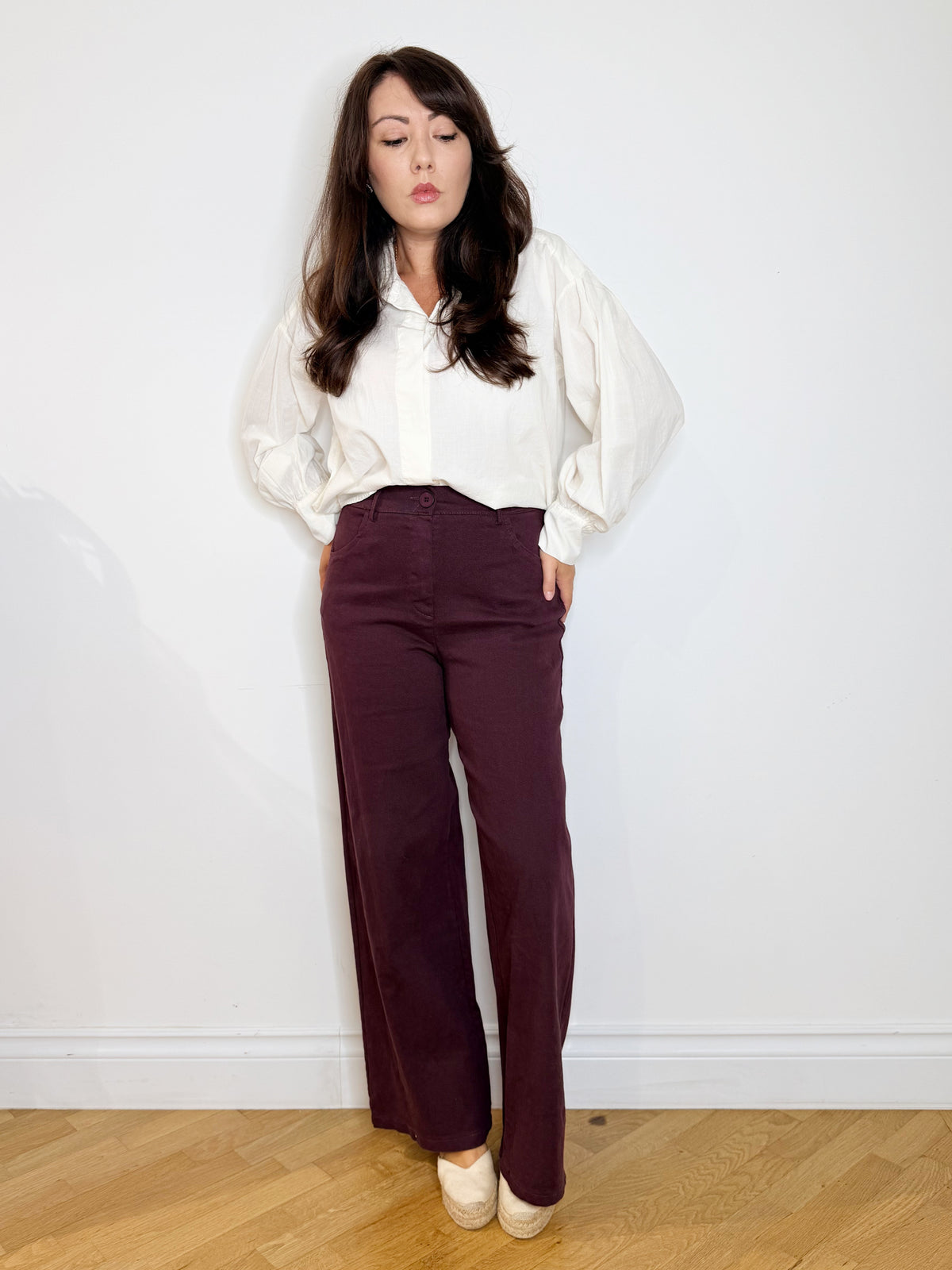 Pantalone in cotone jeans burgundy