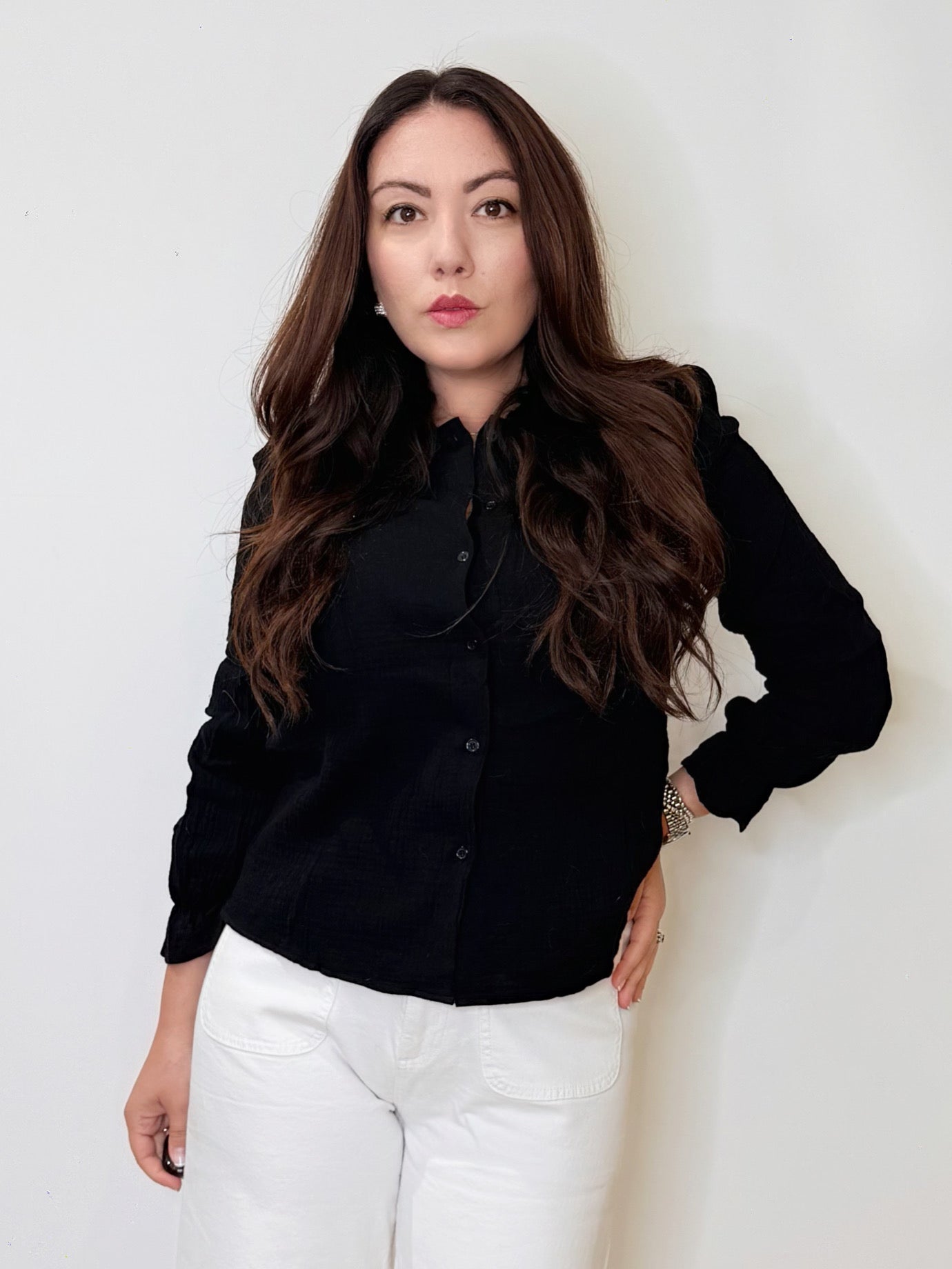 Camicia con collo bon ton