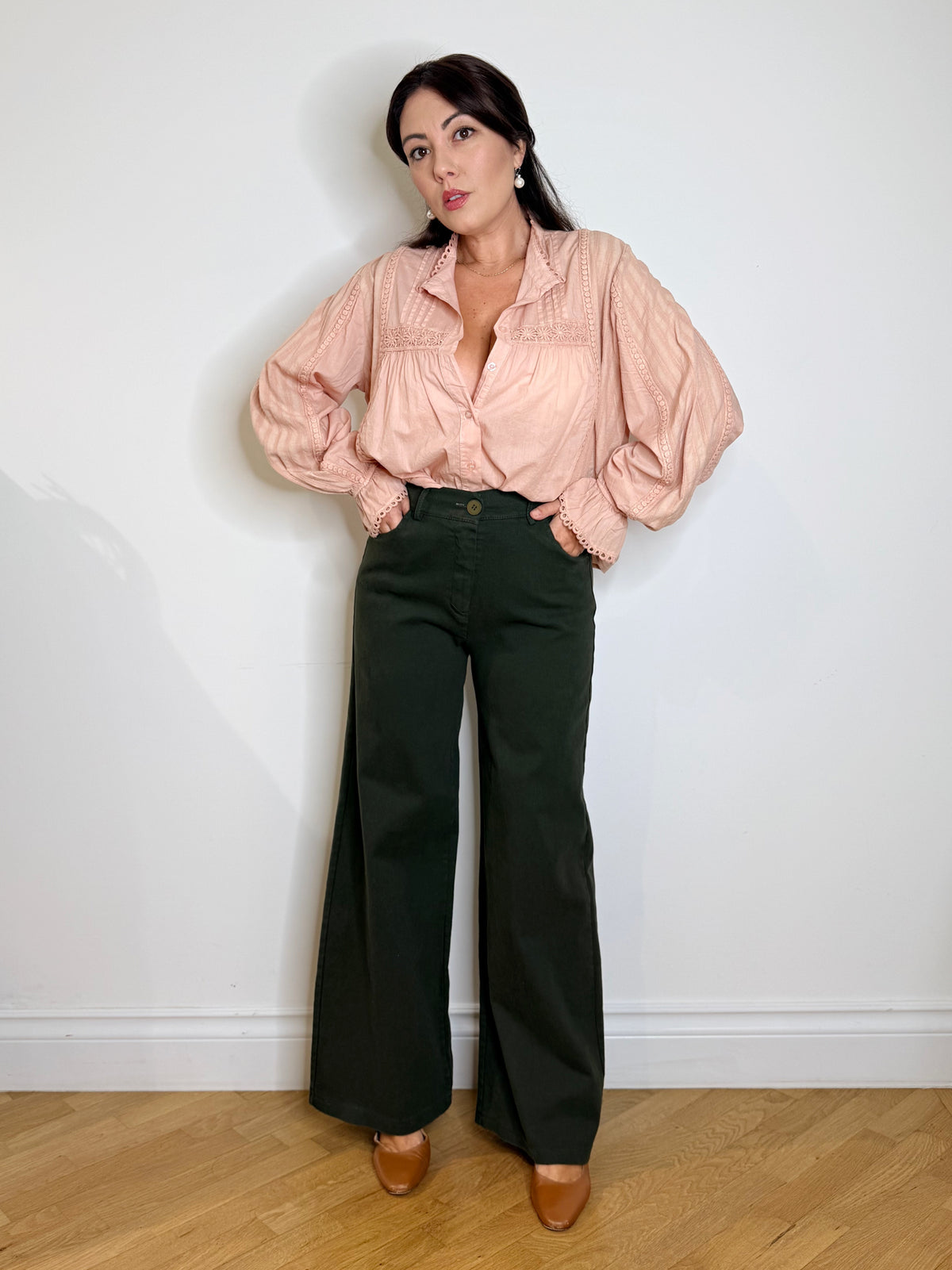 Pantalone in cotone jeans verde