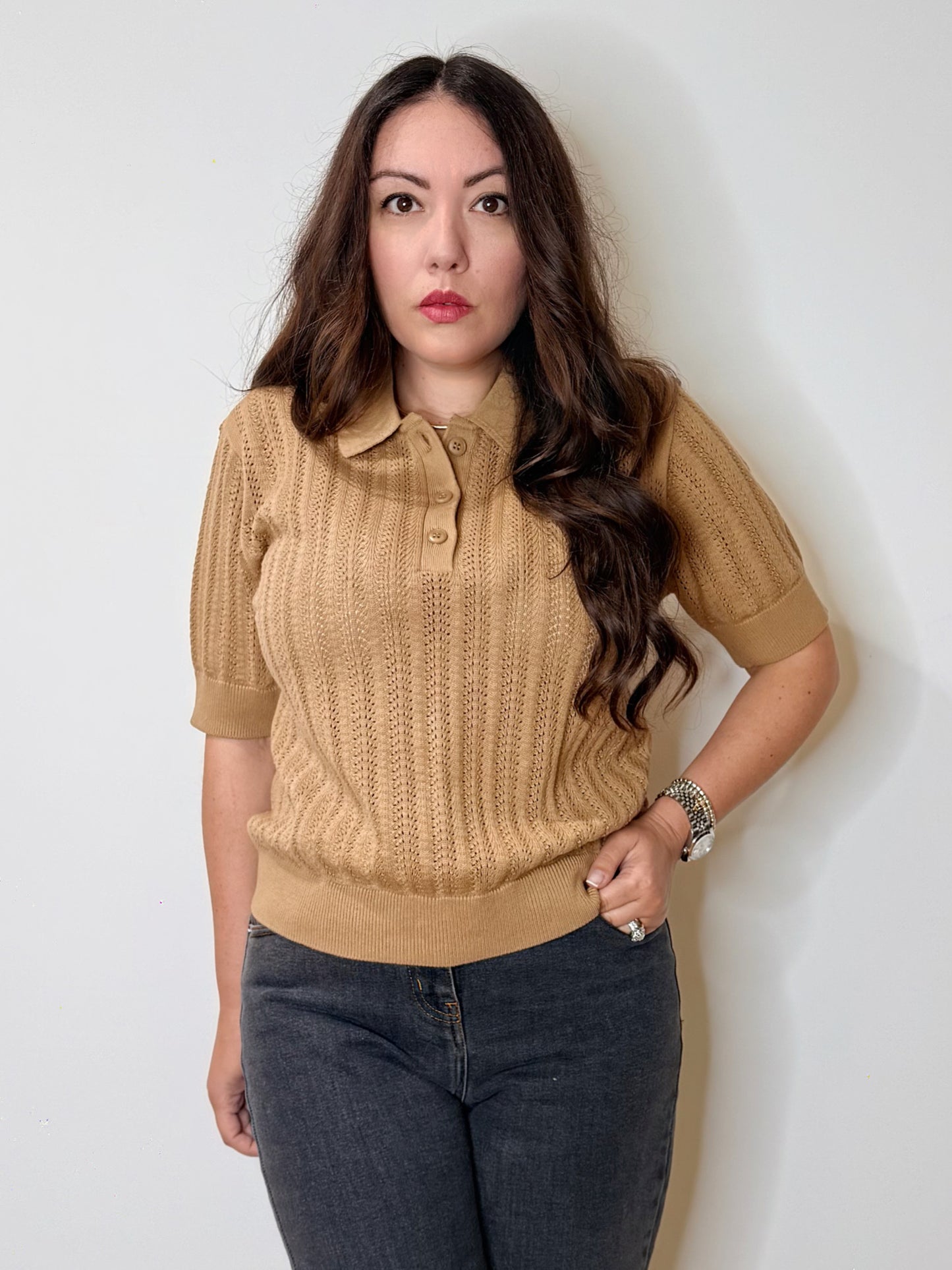 Polo in 100% cotone Camel