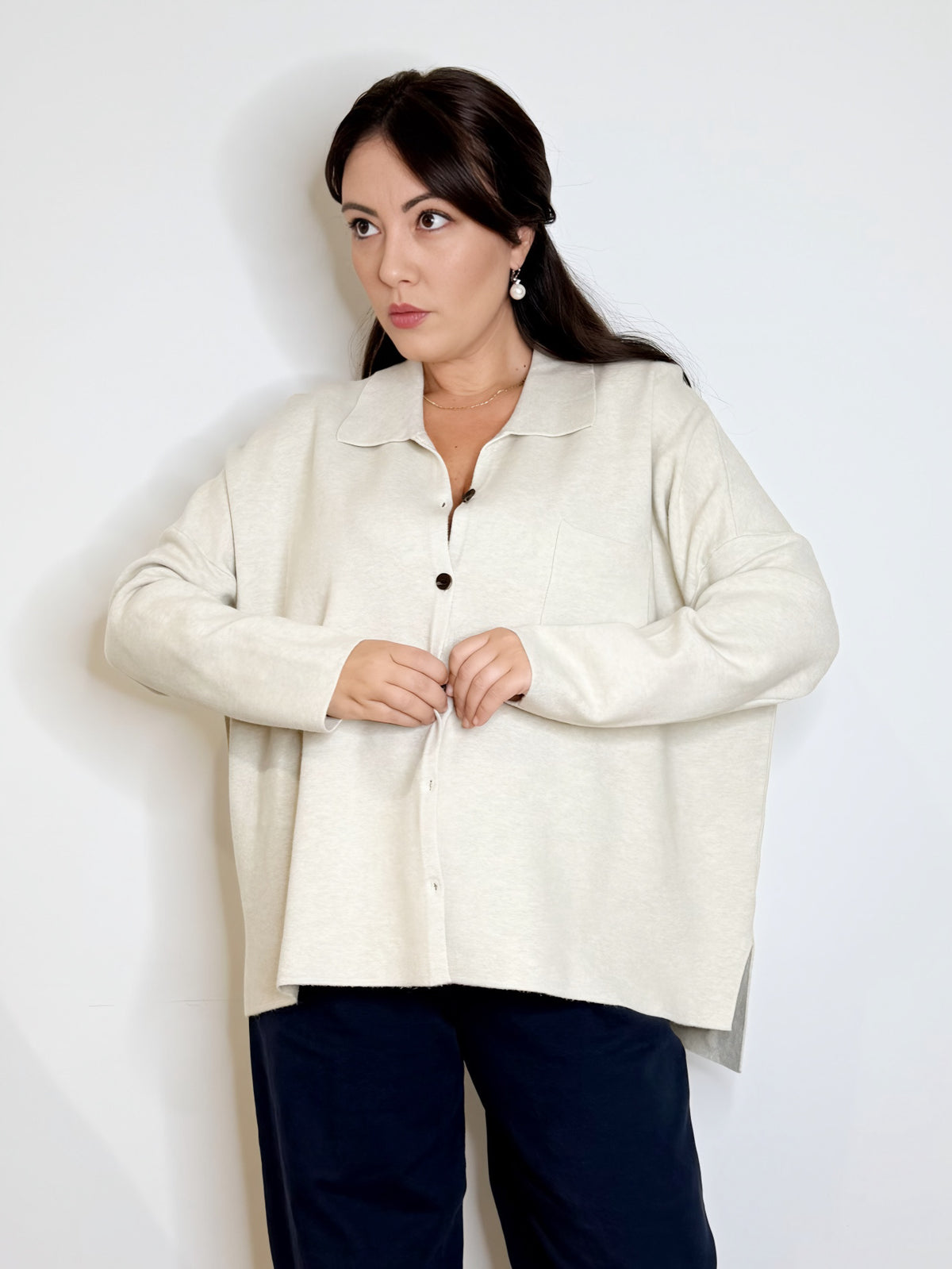 Maxi camicia in maglia