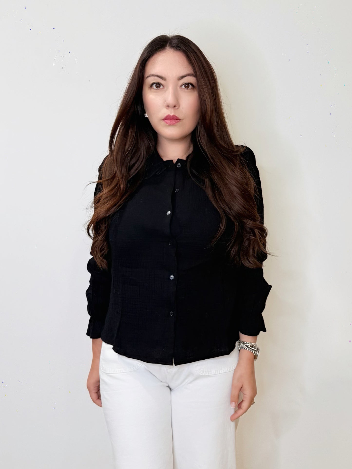 Camicia con collo bon ton