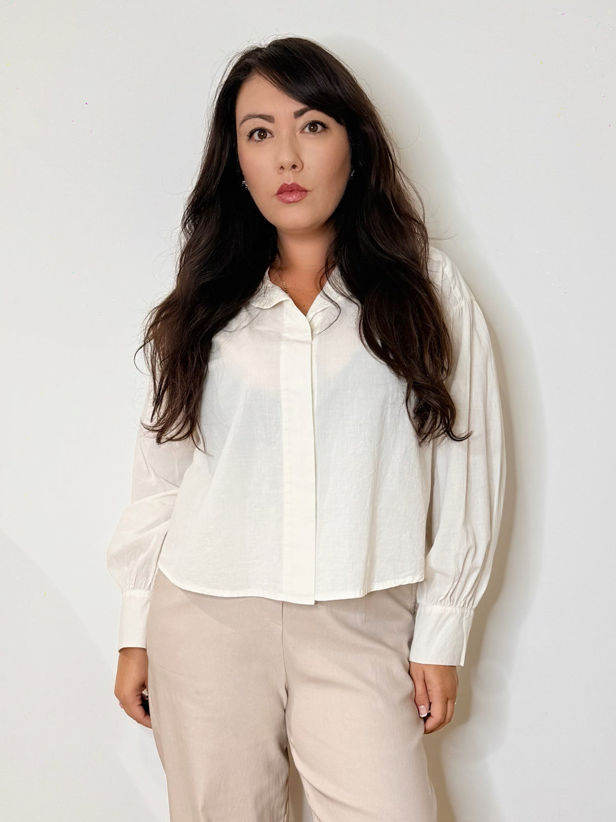 Camicia bianca svasata 100% cotone