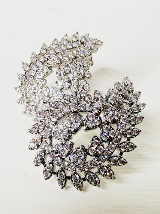 Orecchini scultorei foglia silver
