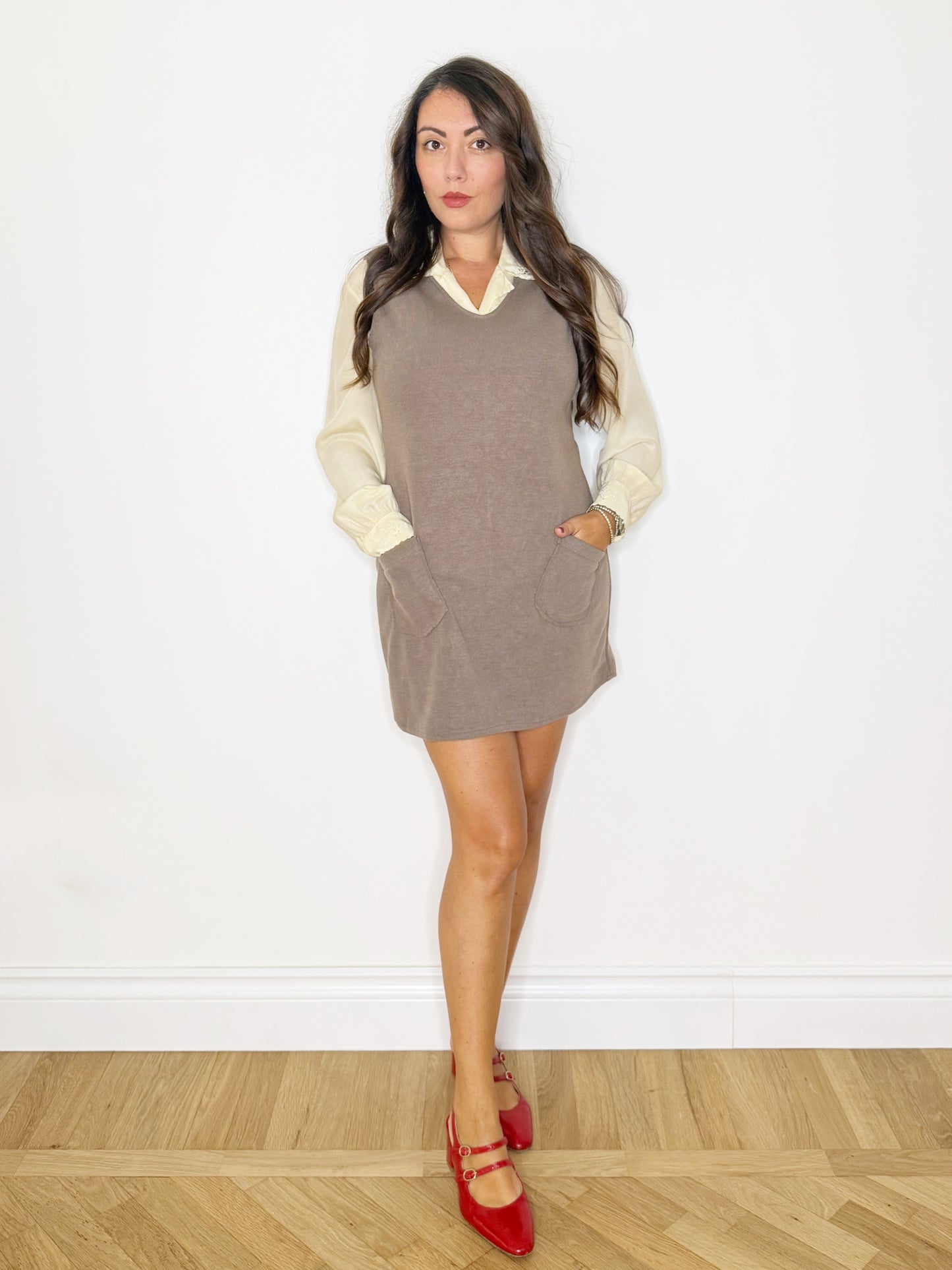 Scamiciata in maglia con tasche