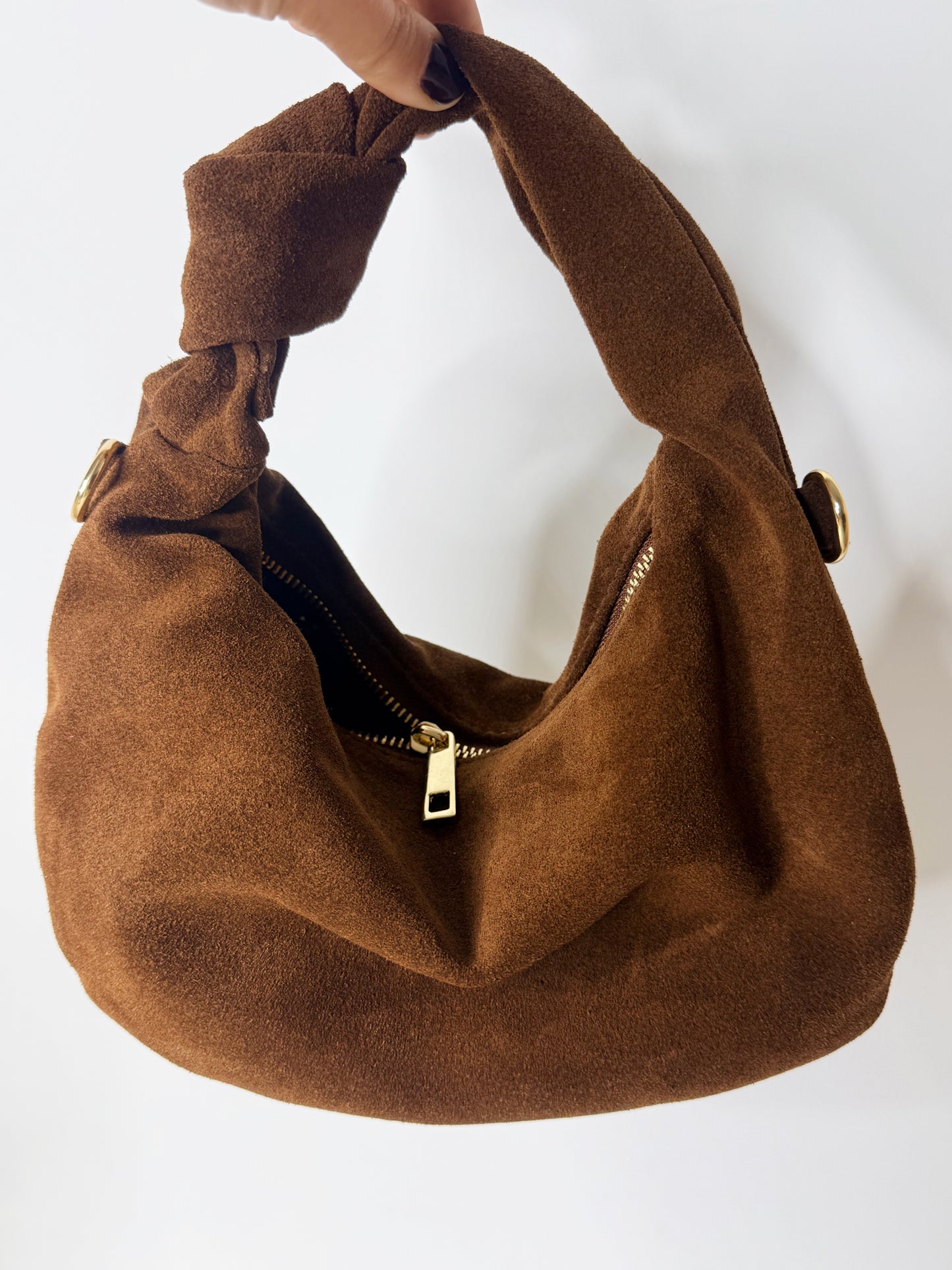 Borsa NODO in suede marrone