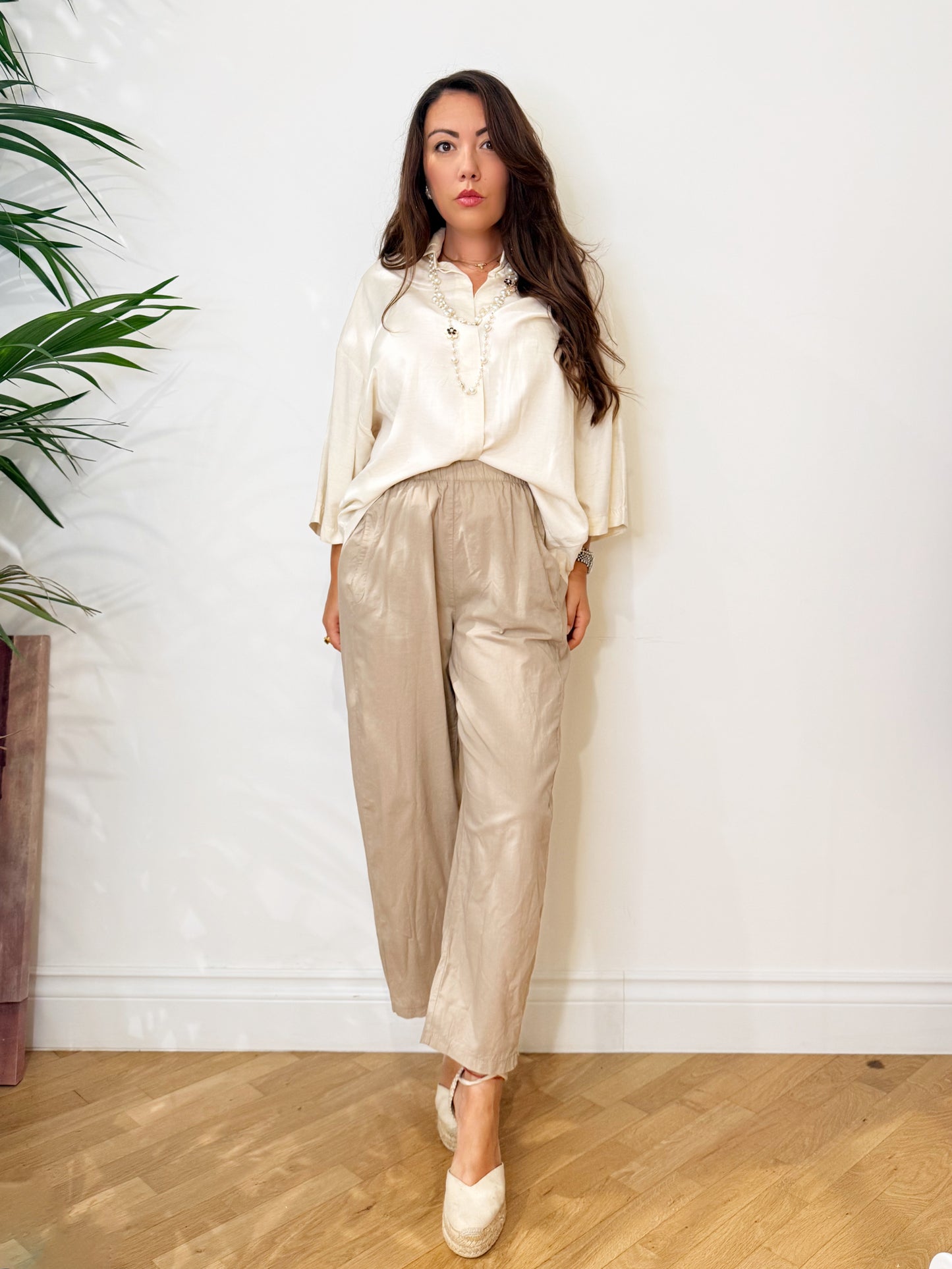 Pantalone in cotone sabbia