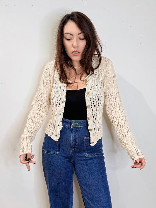 Cardigan traforato écru