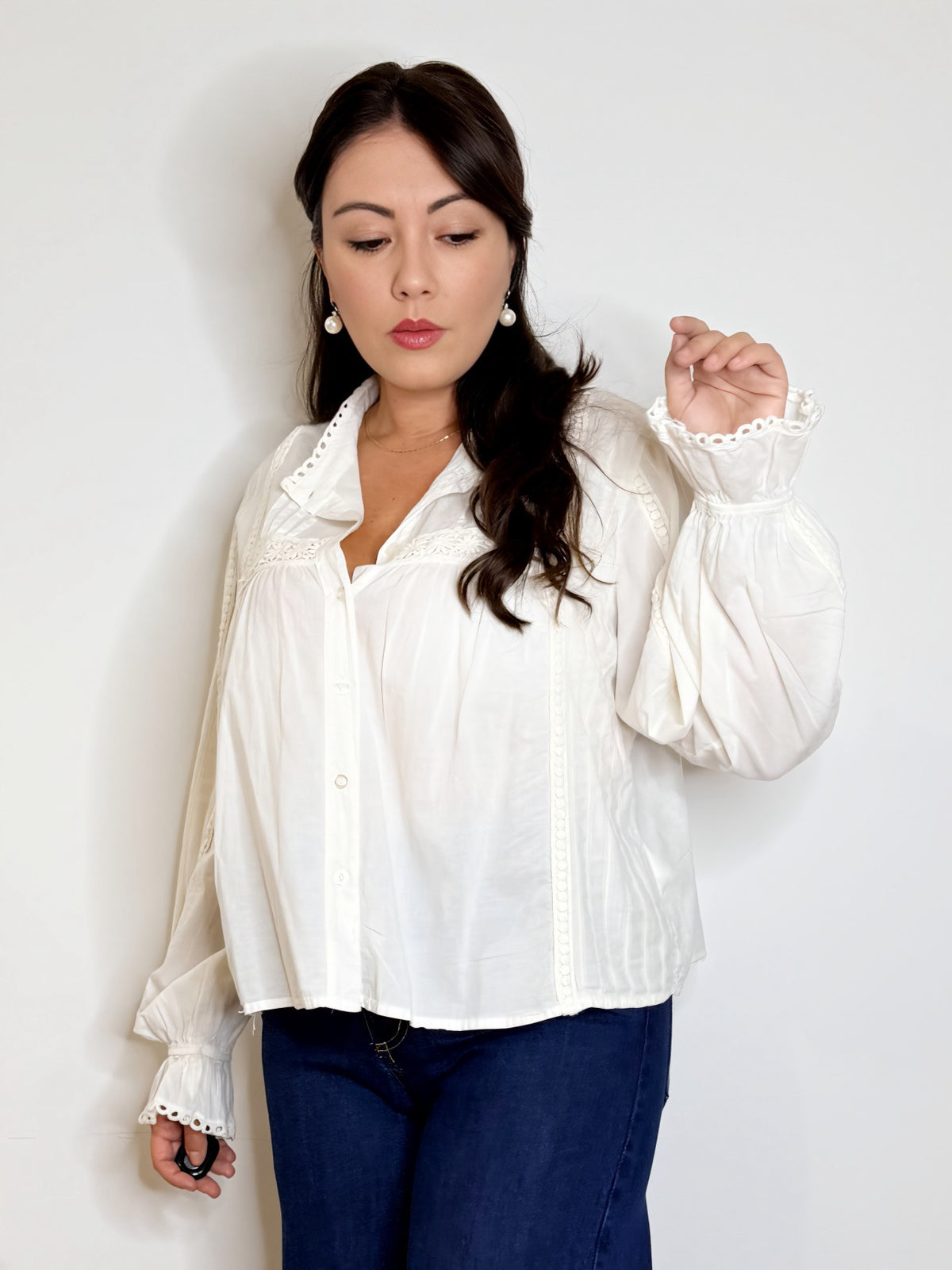 Camicia bianca bohemien 100% cotone