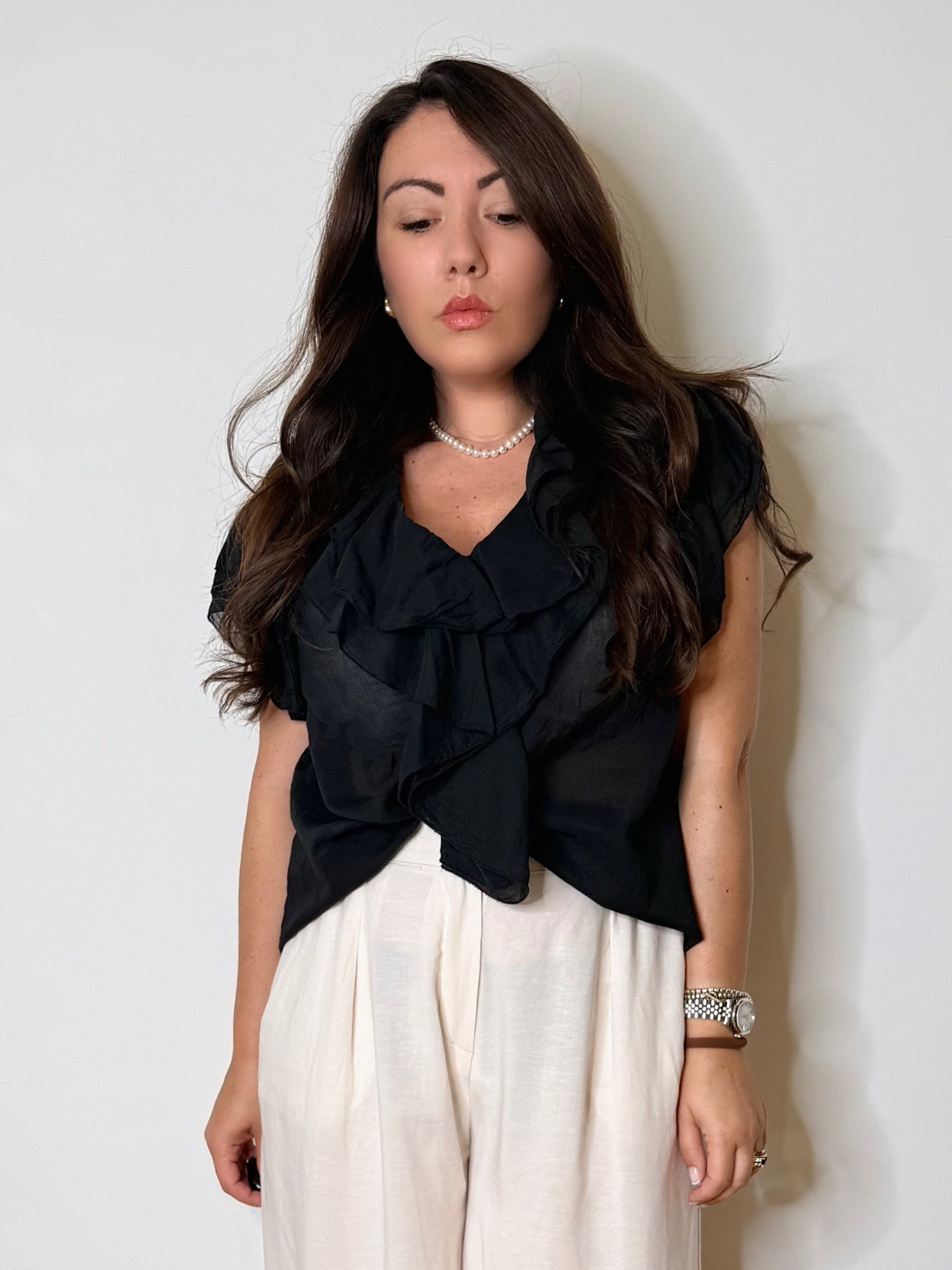 Blusa in mussola nera