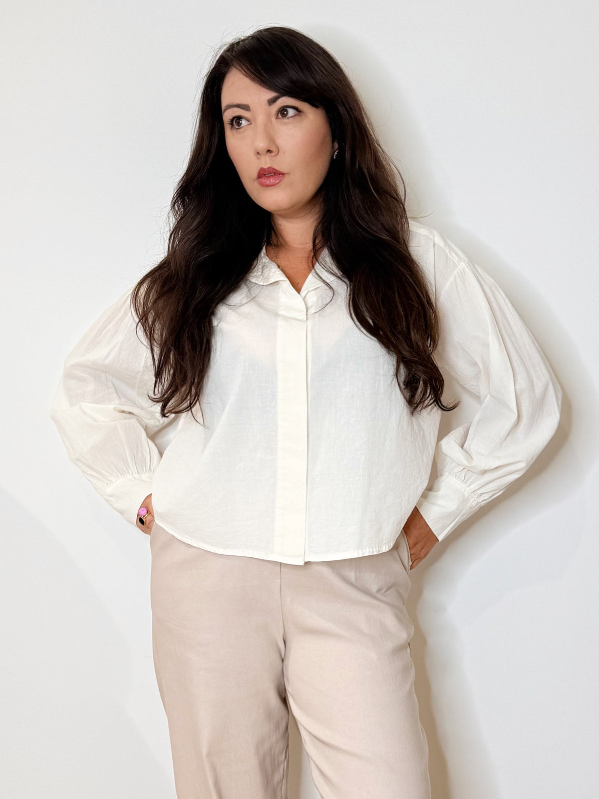 Camicia bianca svasata 100% cotone