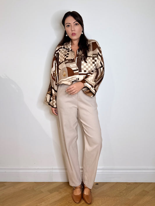 Camicia satinata stampa cavalli