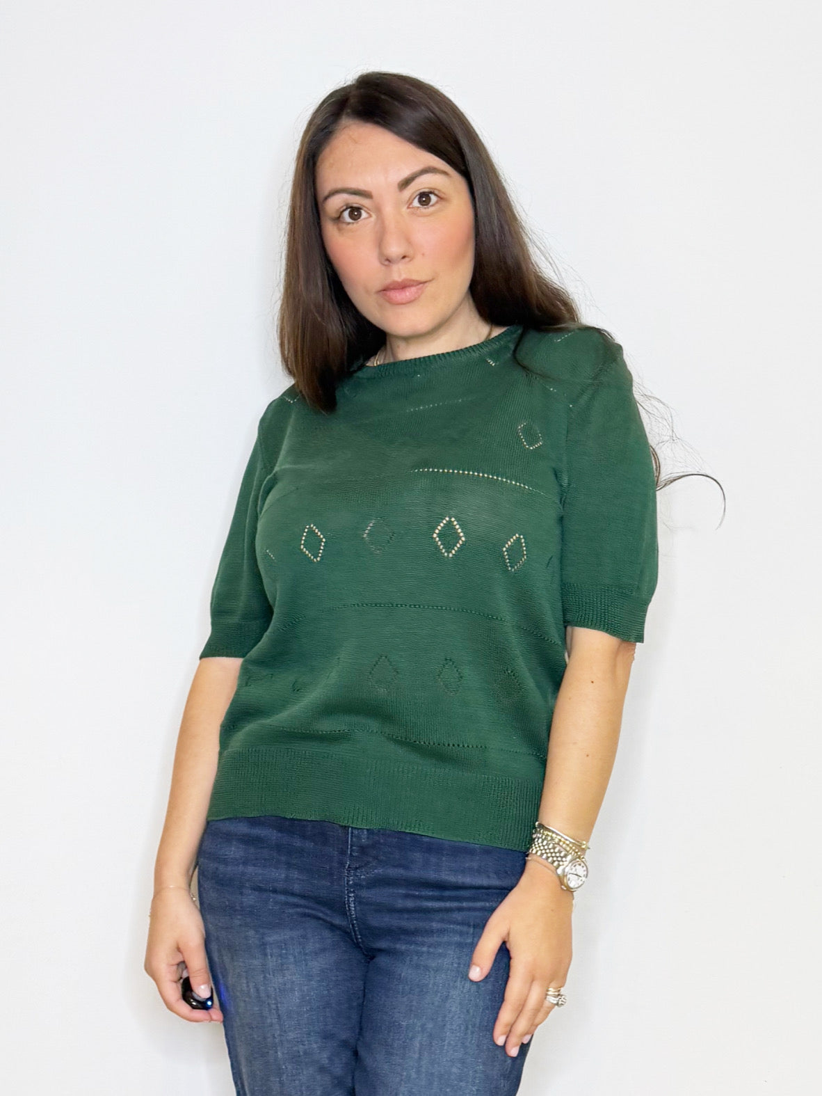 Maglia in filato verde bosco