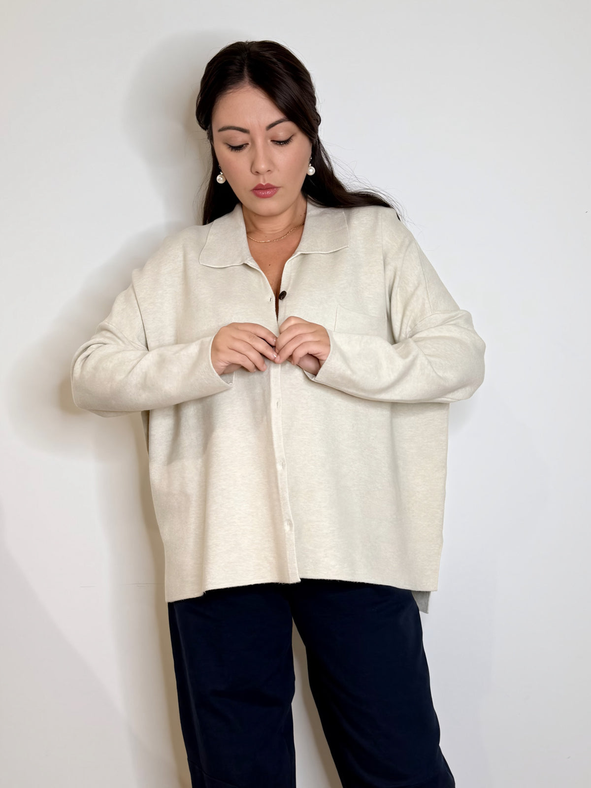 Maxi camicia in maglia