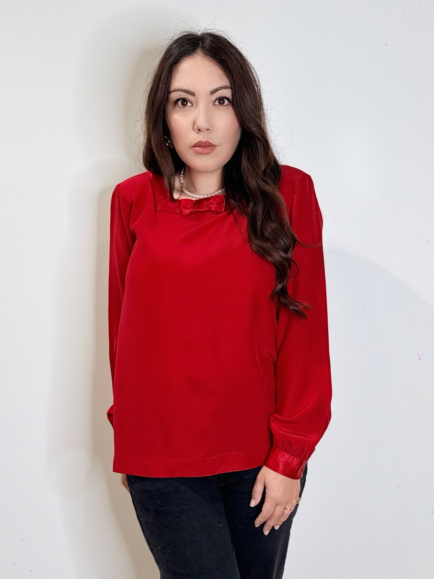 Camicia in pura seta rossa