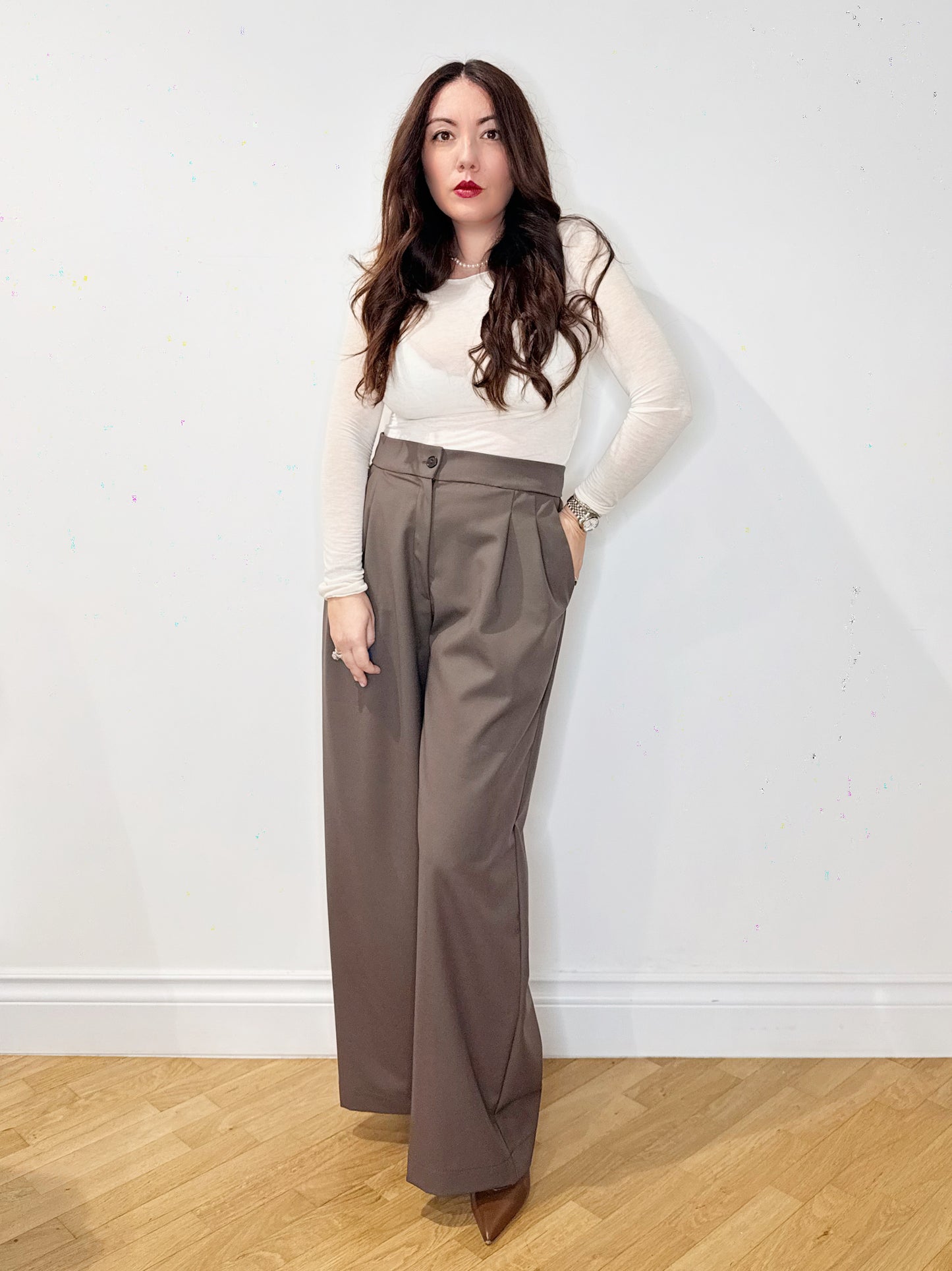 Pantalone sartoriale fango