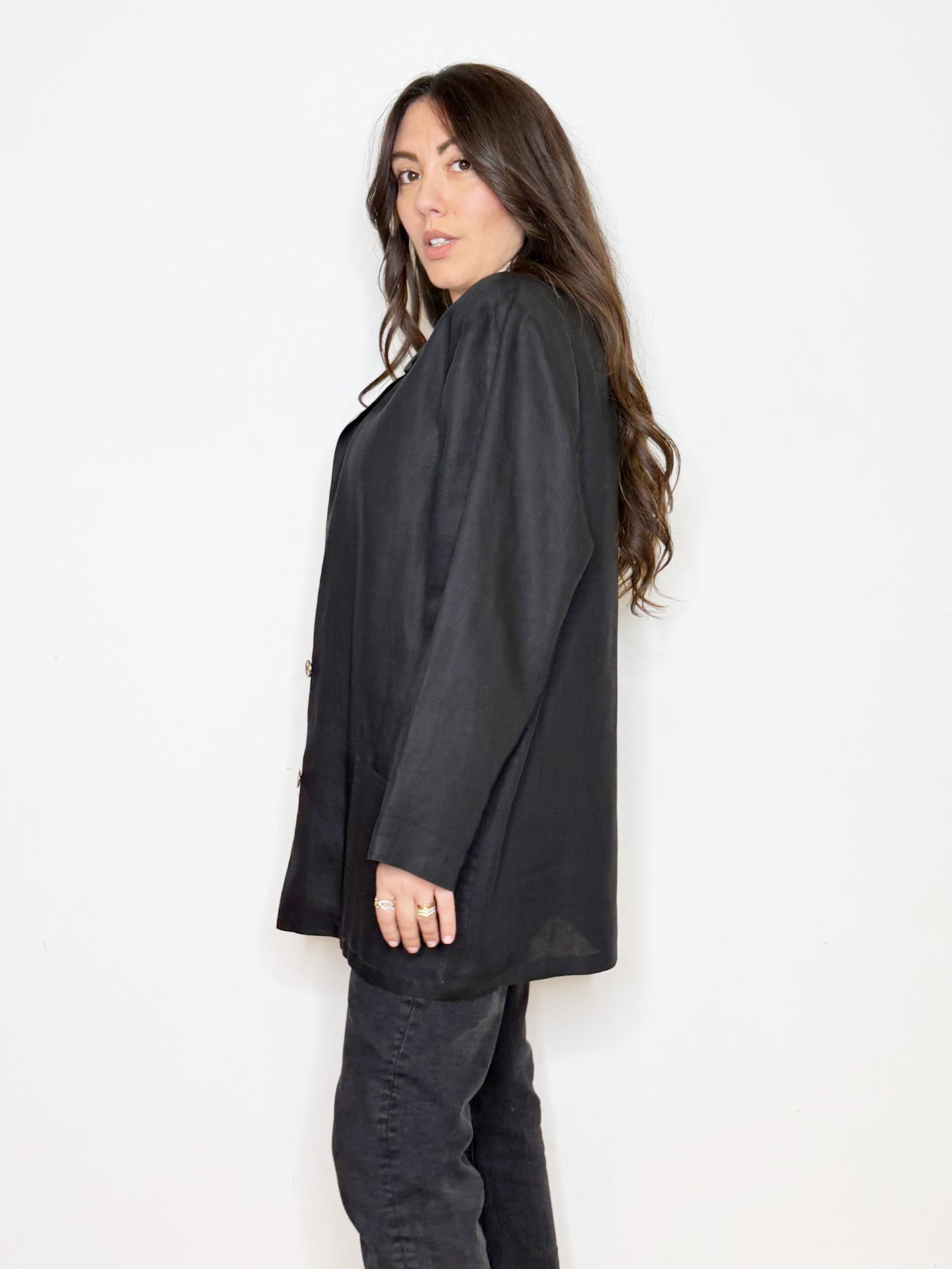 Giacca in lino nera