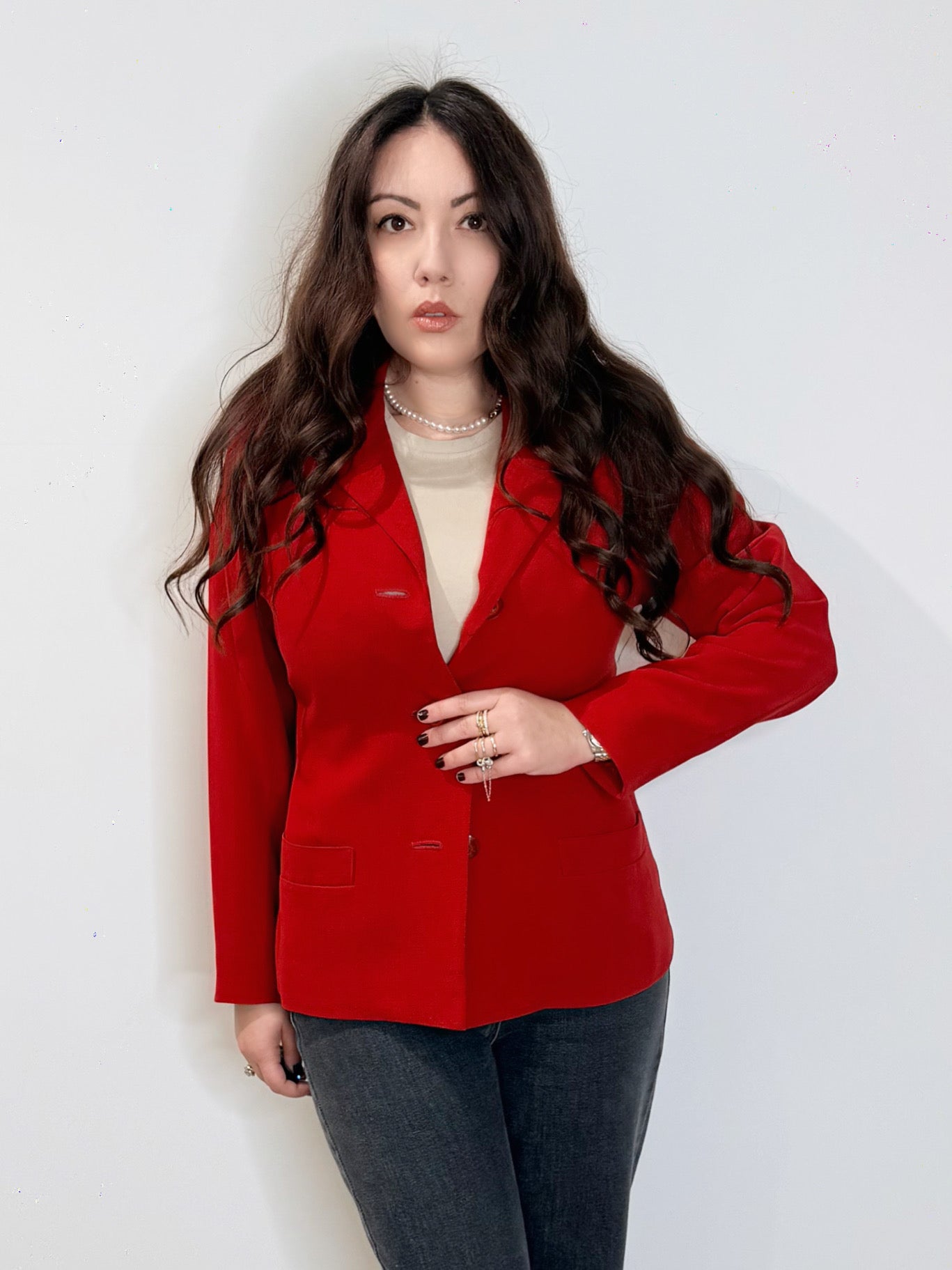 Giacca rossa in crepe