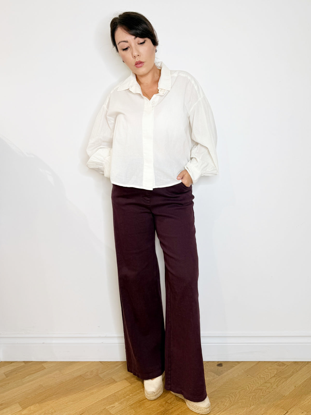 Pantalone in cotone jeans burgundy