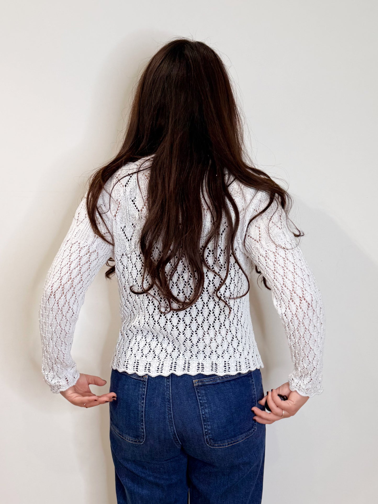 Cardigan traforato bianco