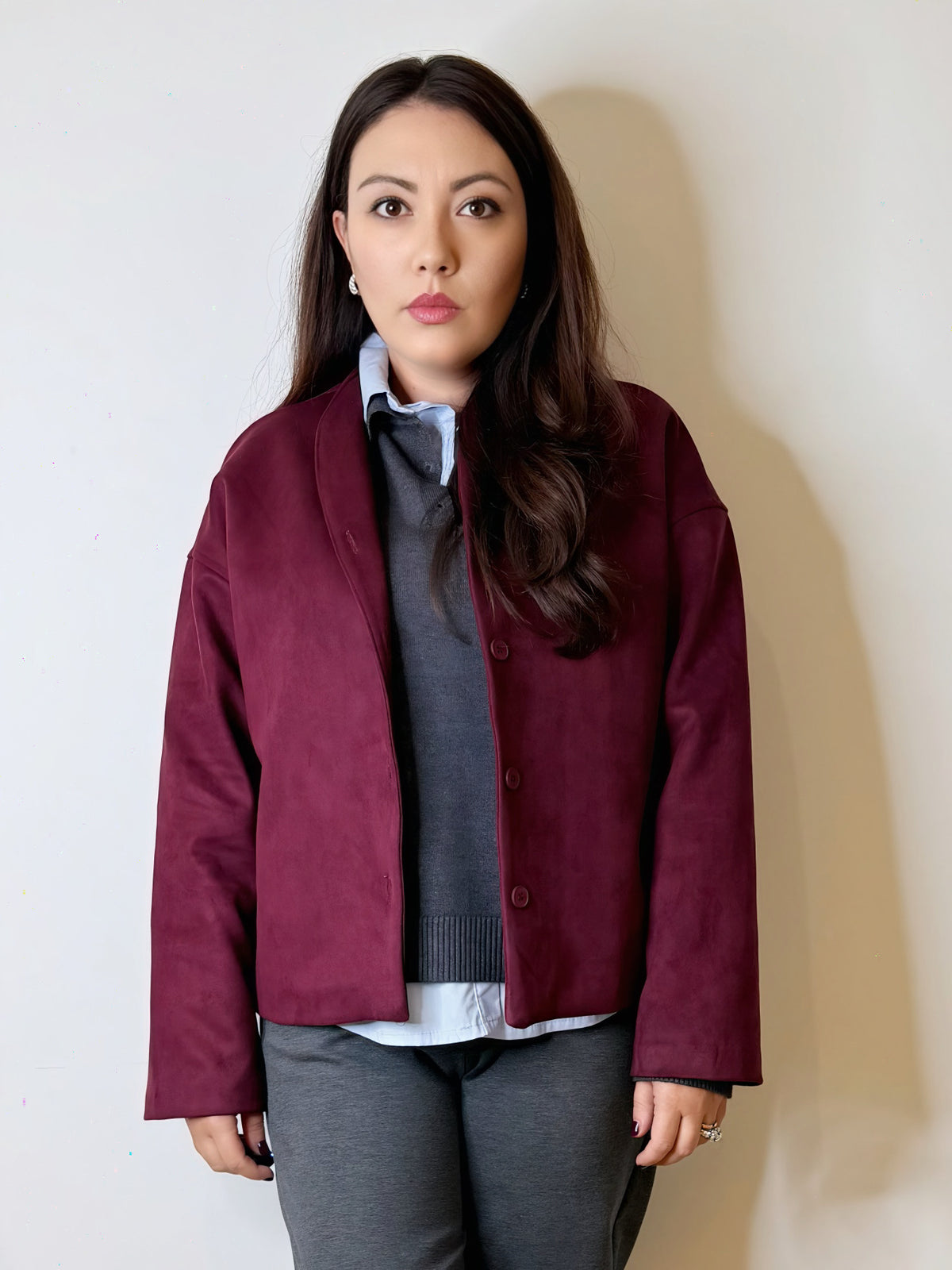 Giacca in suede bordeaux