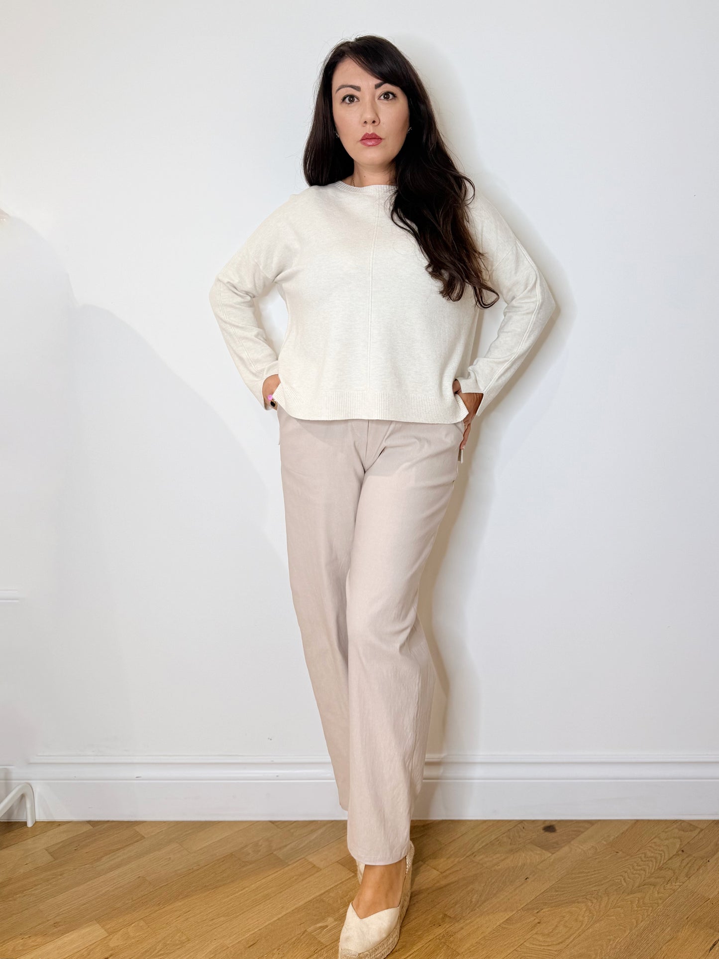 Maglia svasata panna
