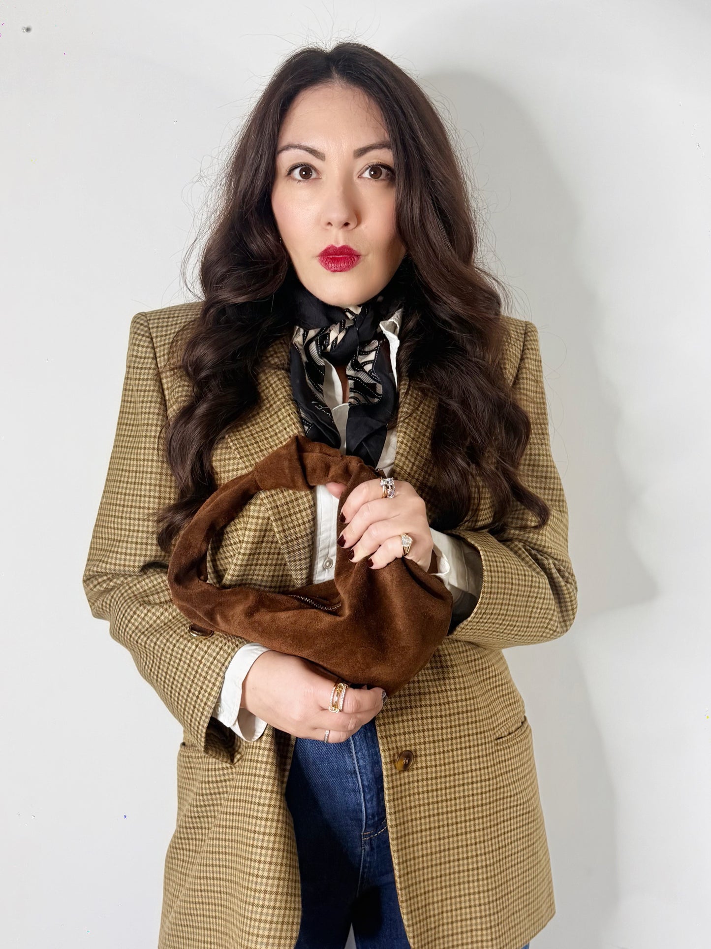 Borsa NODO in suede marrone