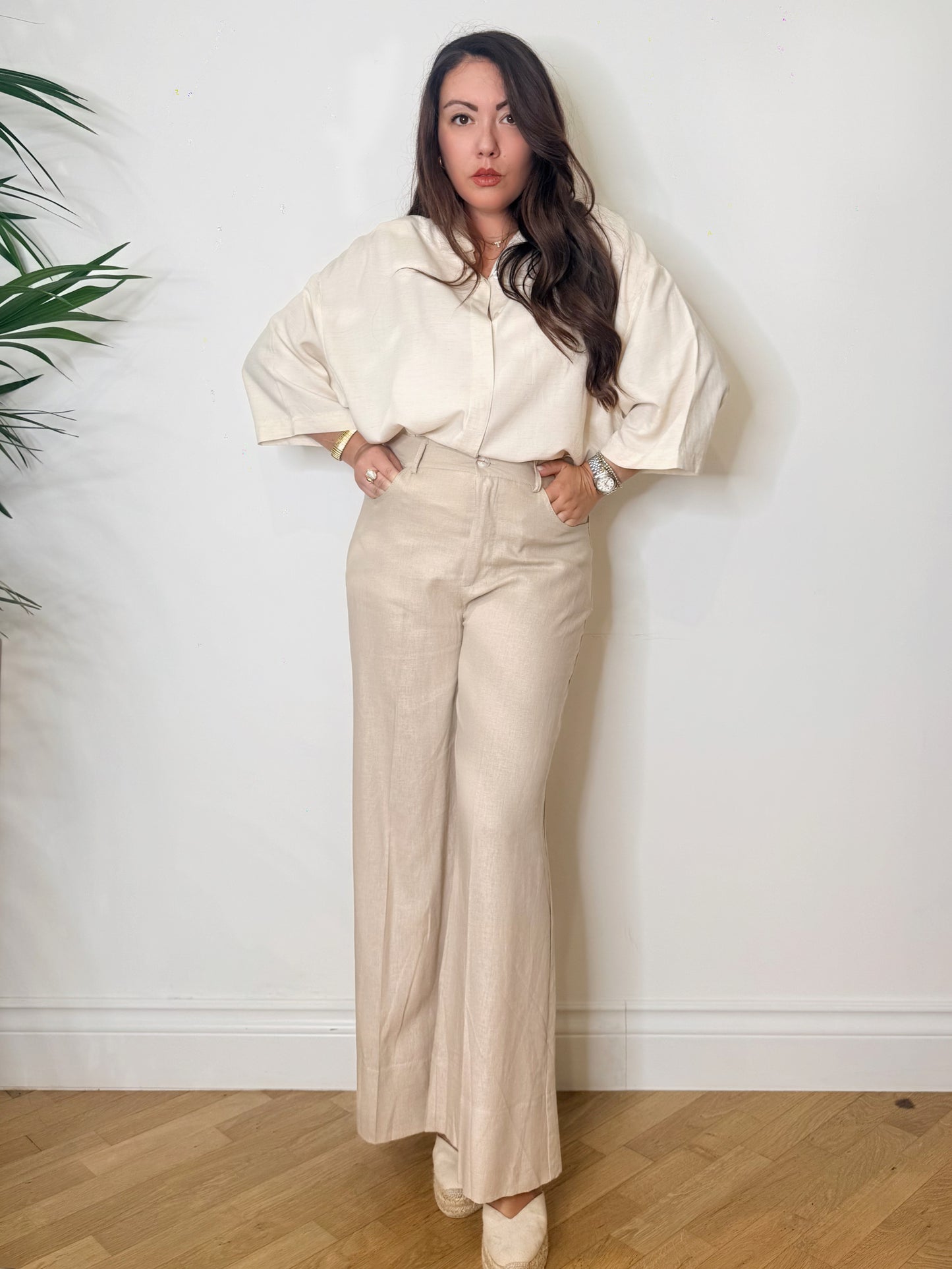 Pantalone palazzo misto lino