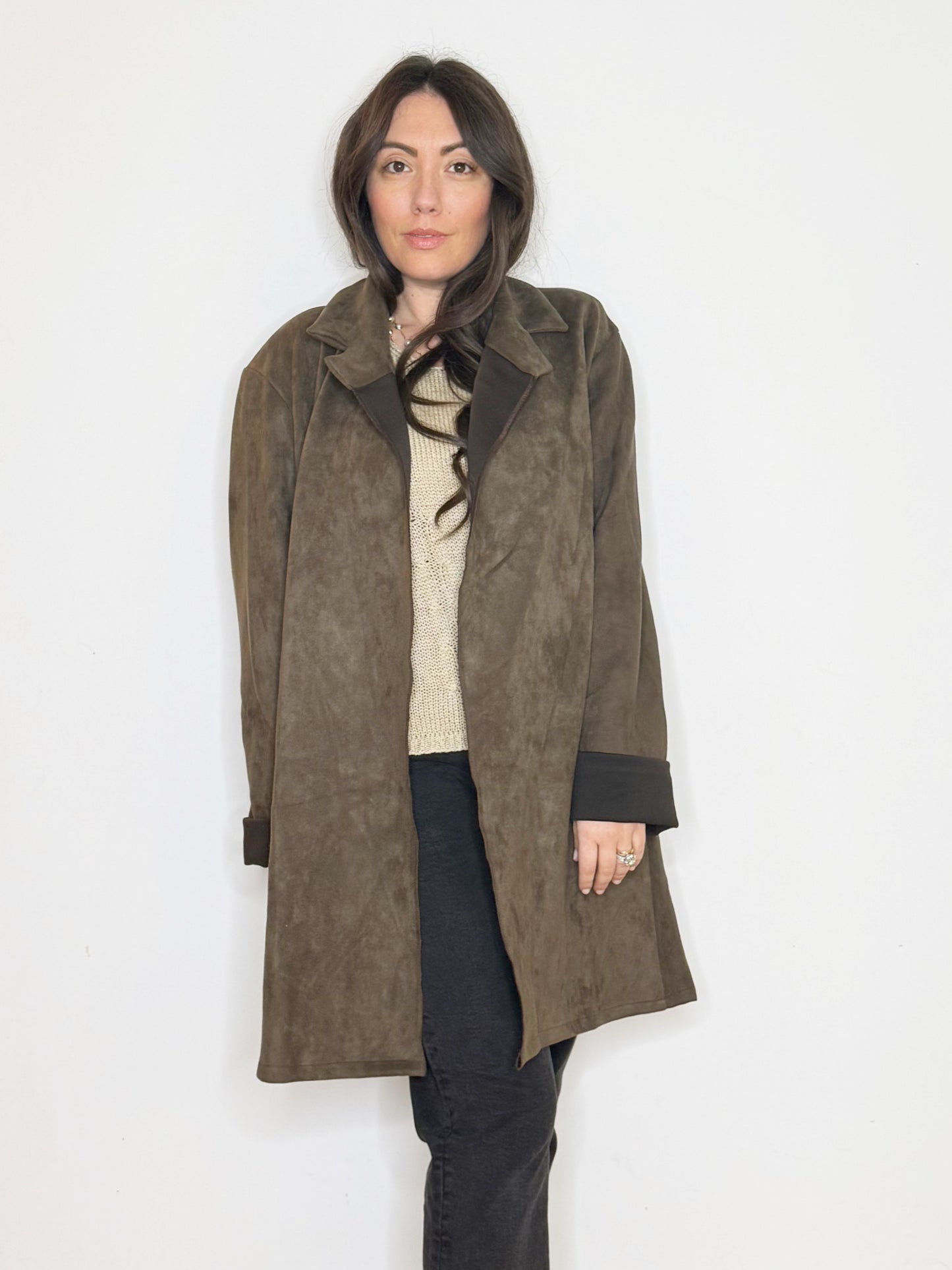 Giacca over in suede sintetico