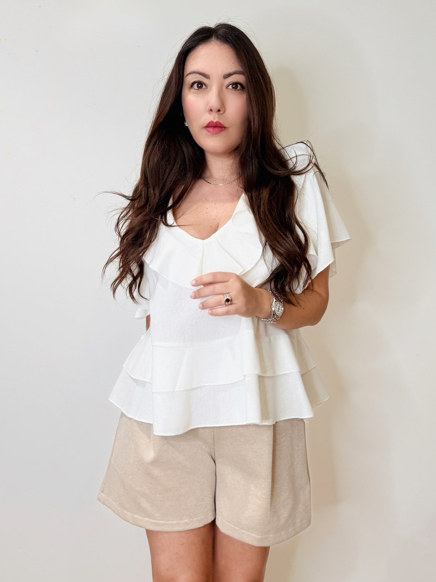 Blusa con volant 100% Lino