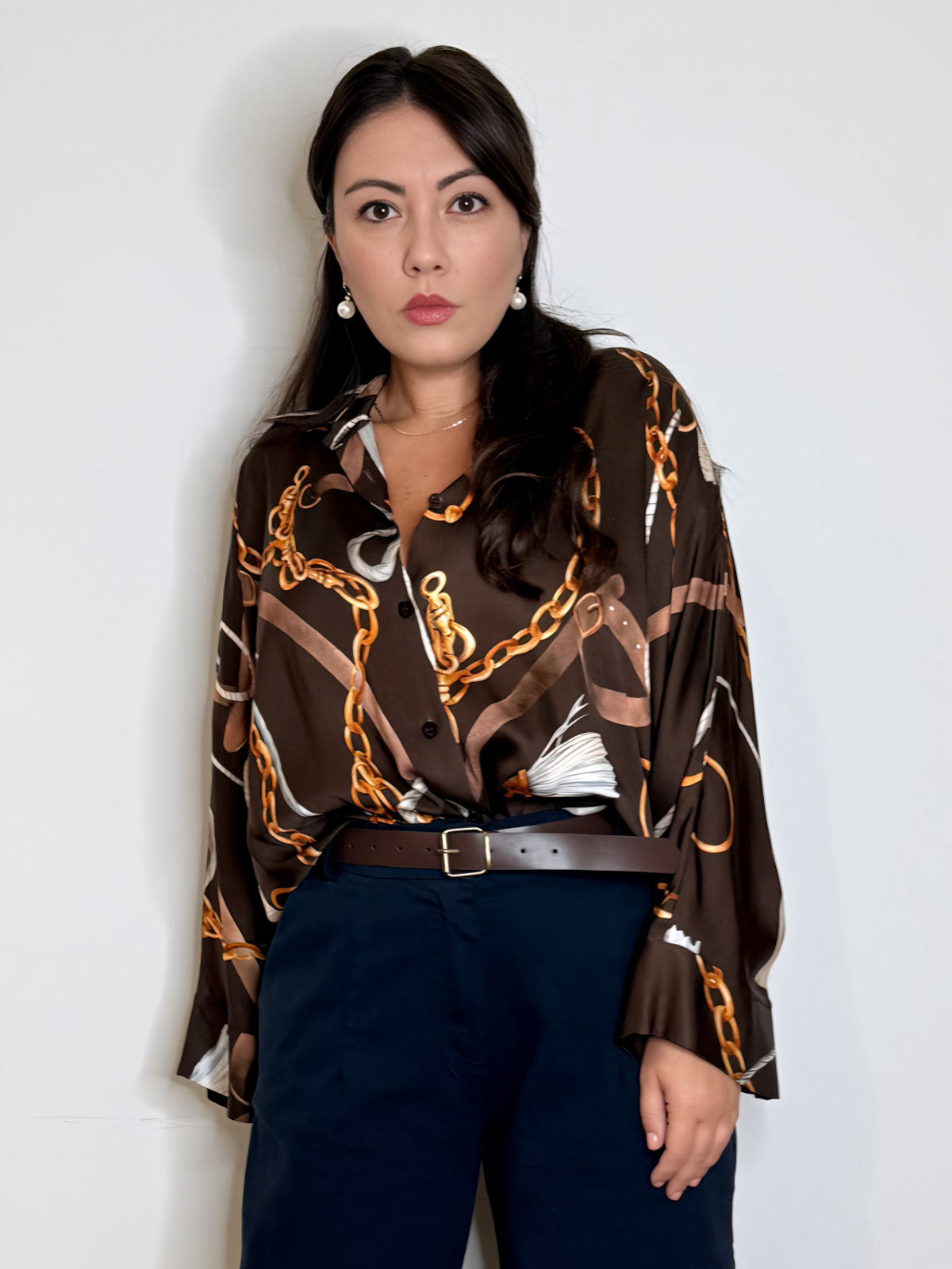Camicia satinata stampata