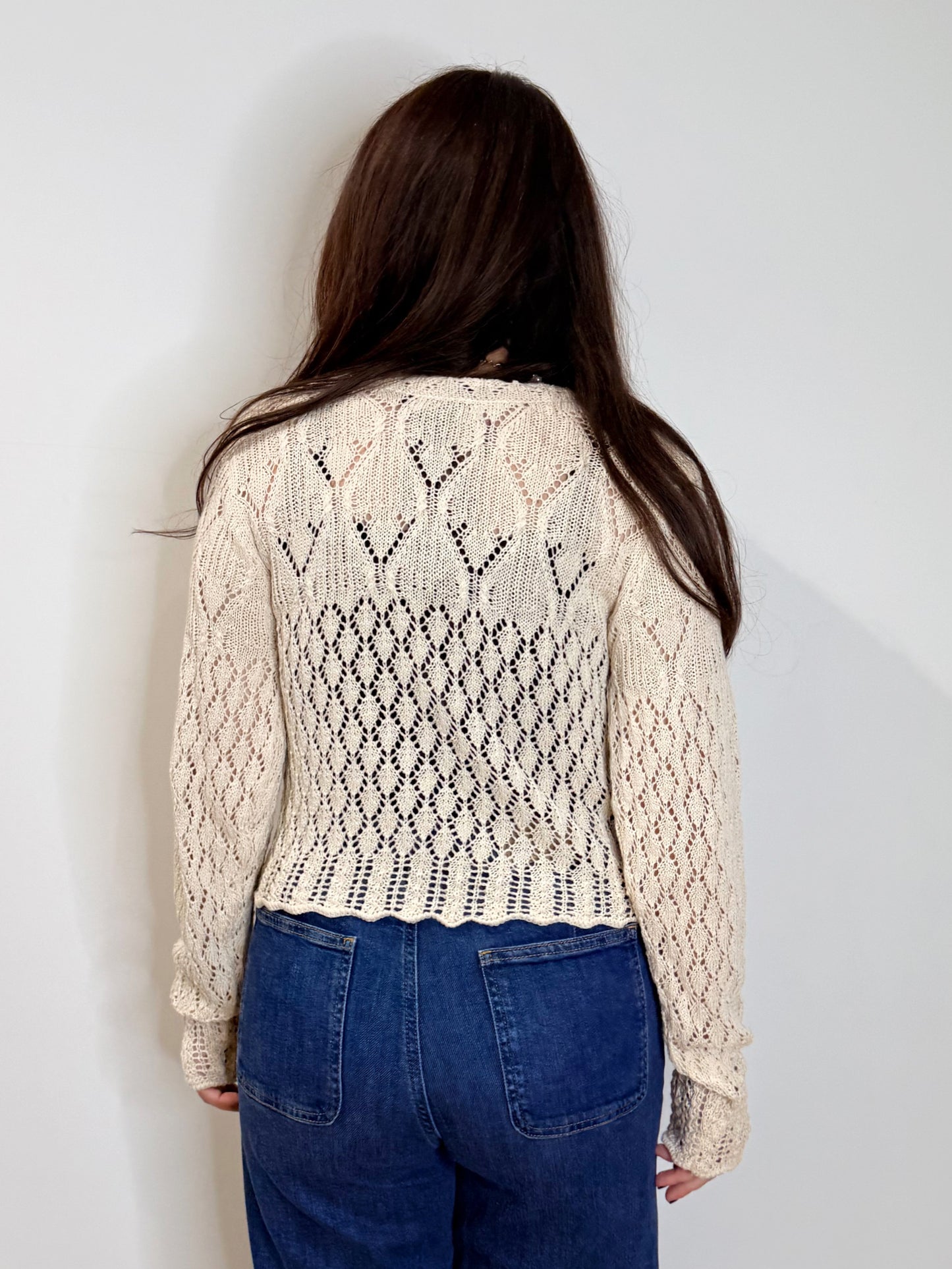 Cardigan traforato écru