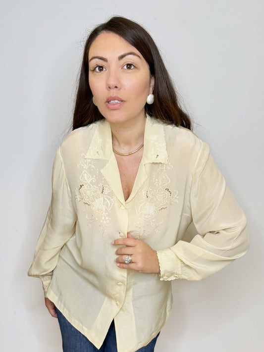 Camicia in seta con ricami