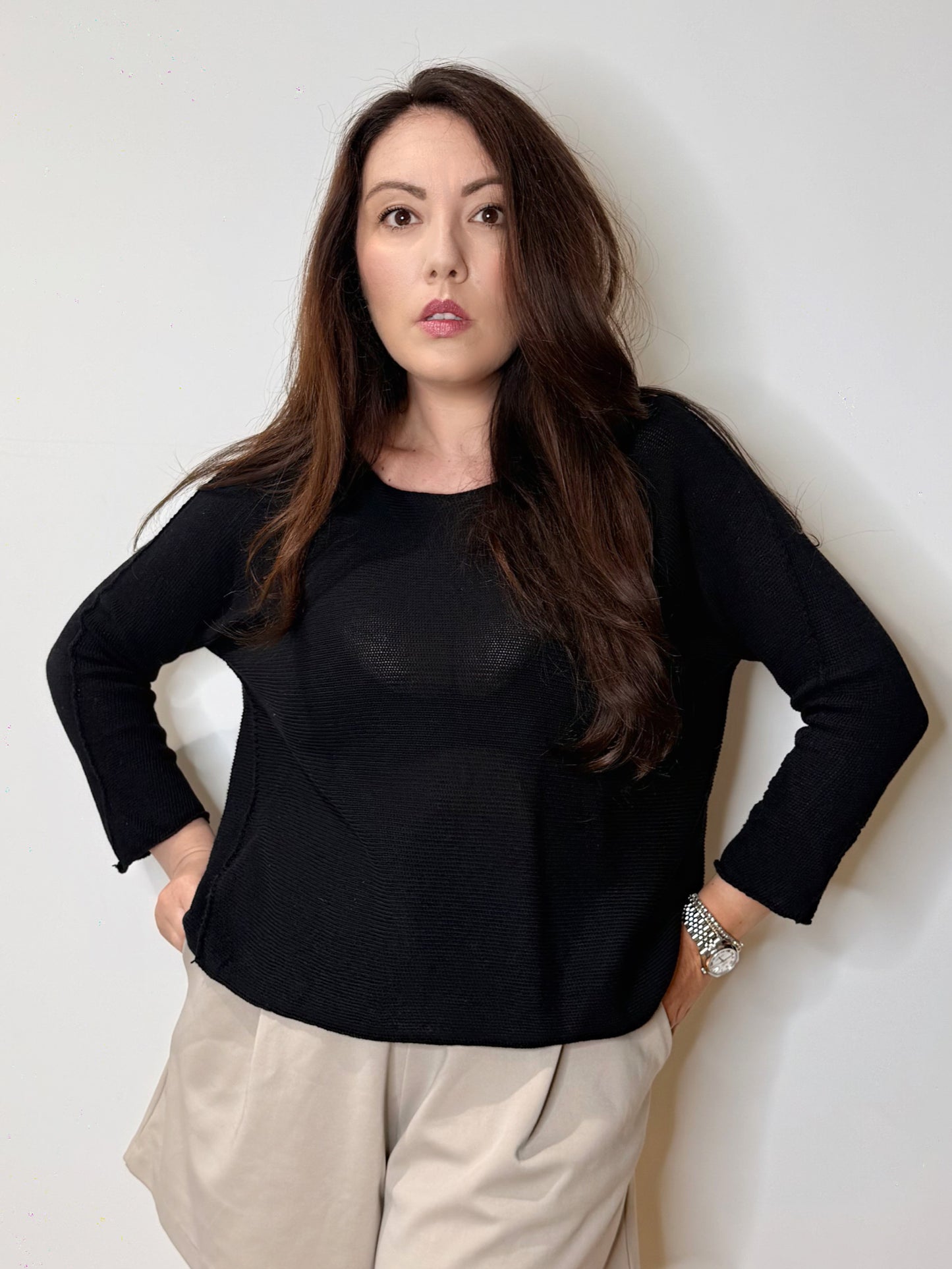 Maglia asimmetrica in cotone