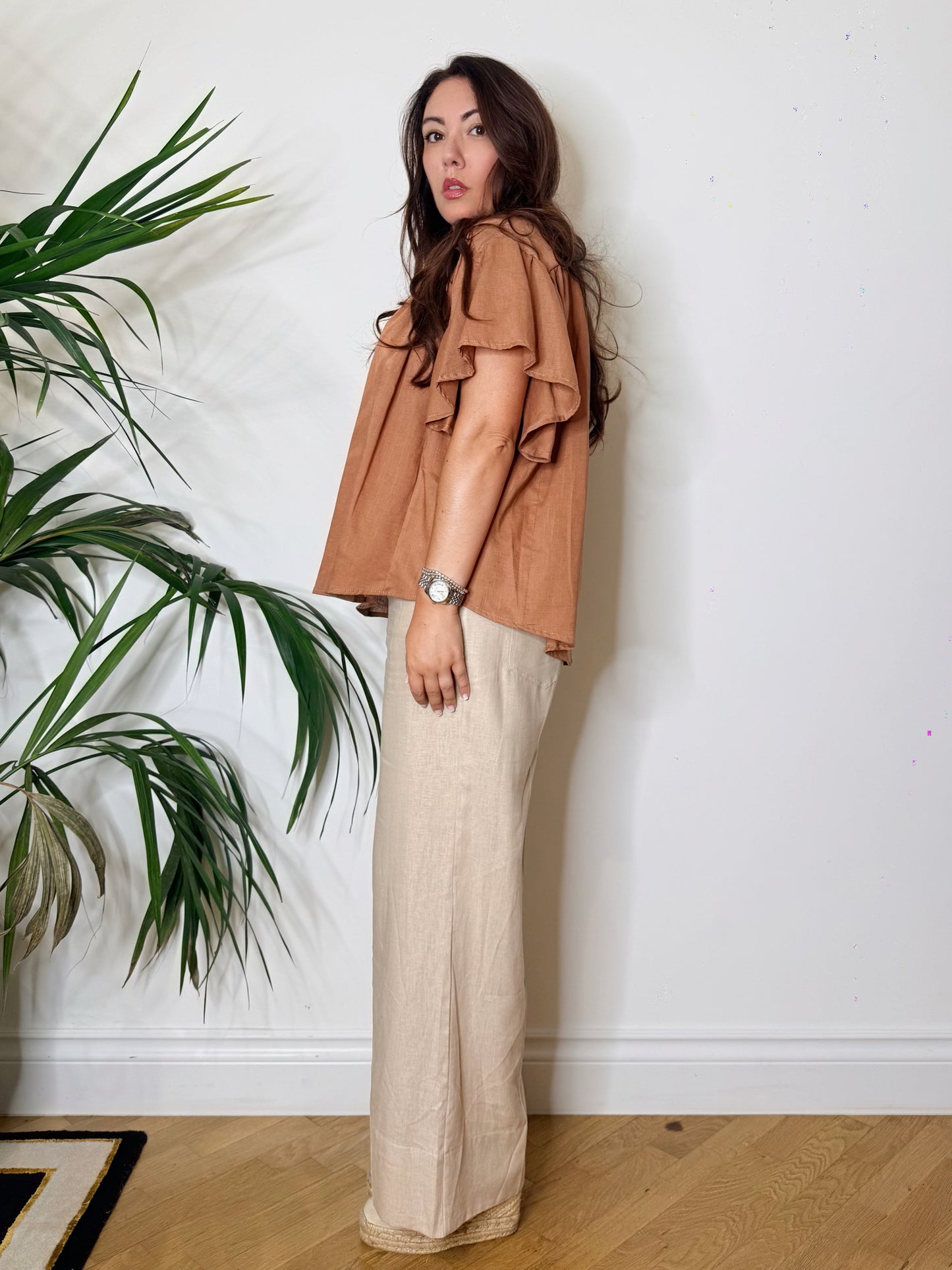 Blusa over misto lino