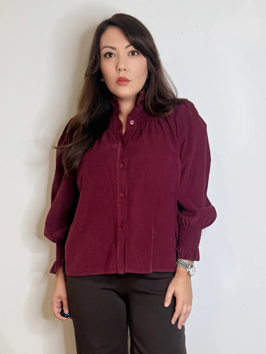 Camicia in velluto millerighe Borgogna