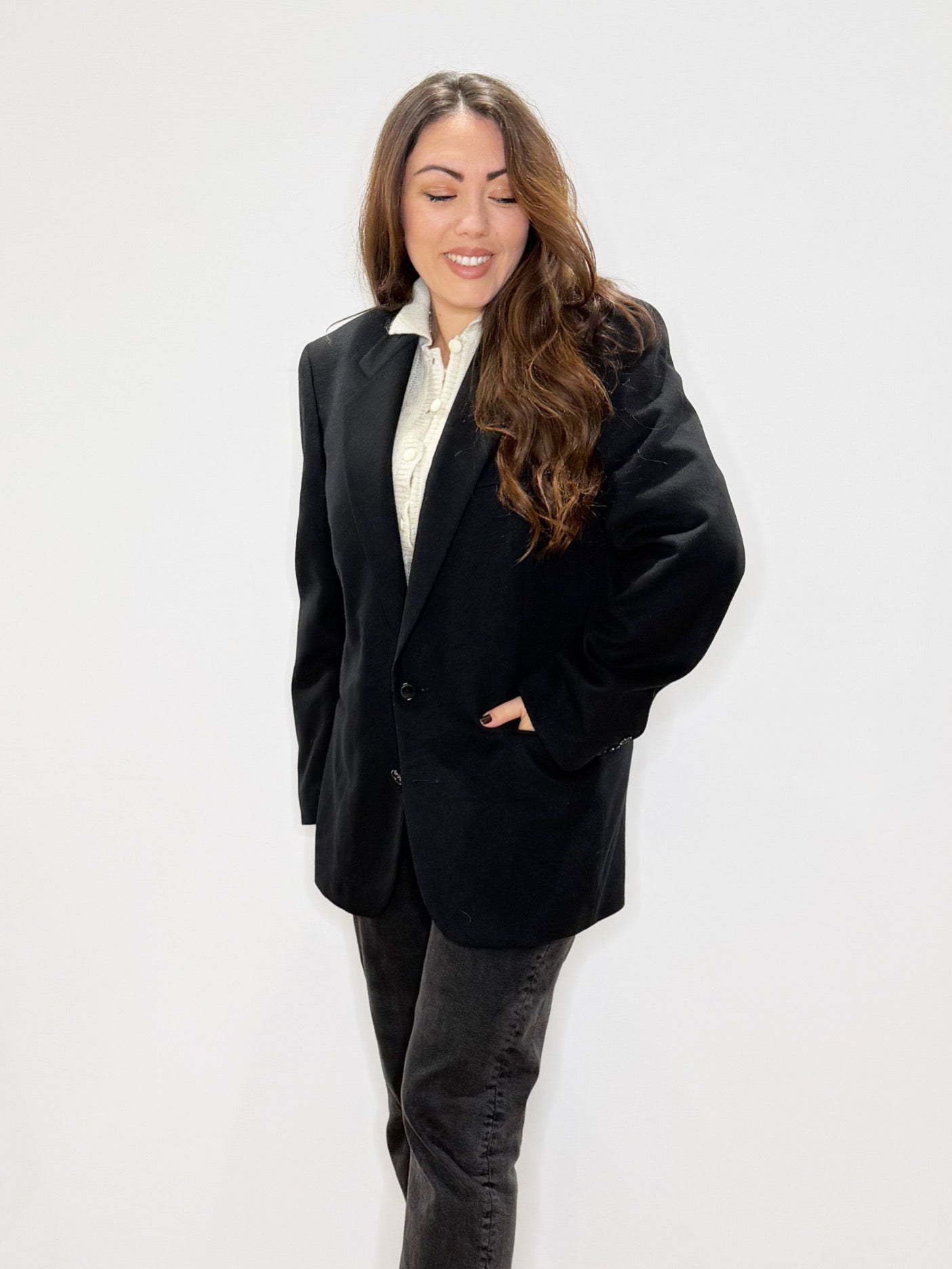 Giacca nera lana e cashmere