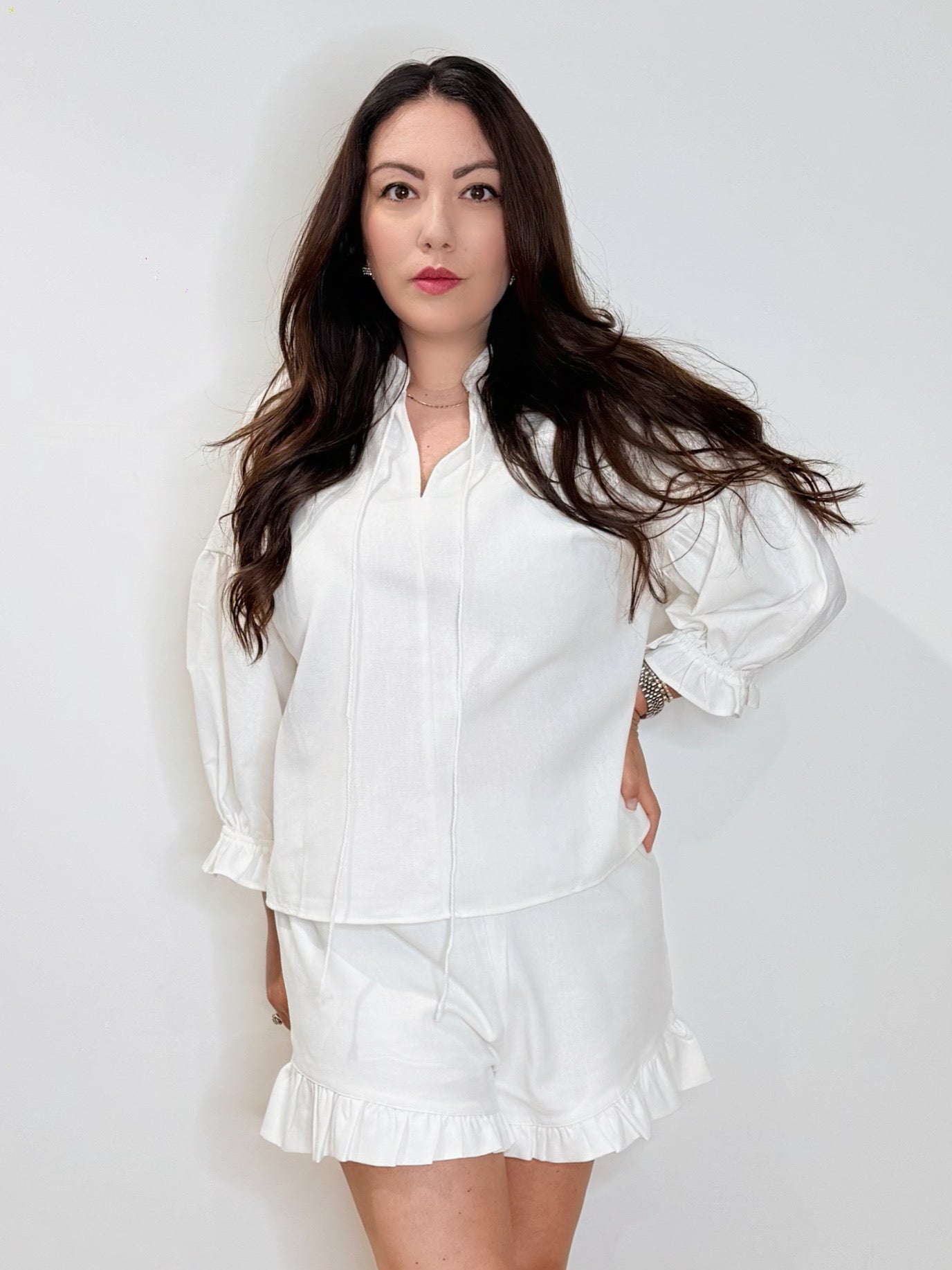 Blusa svasata misto lino