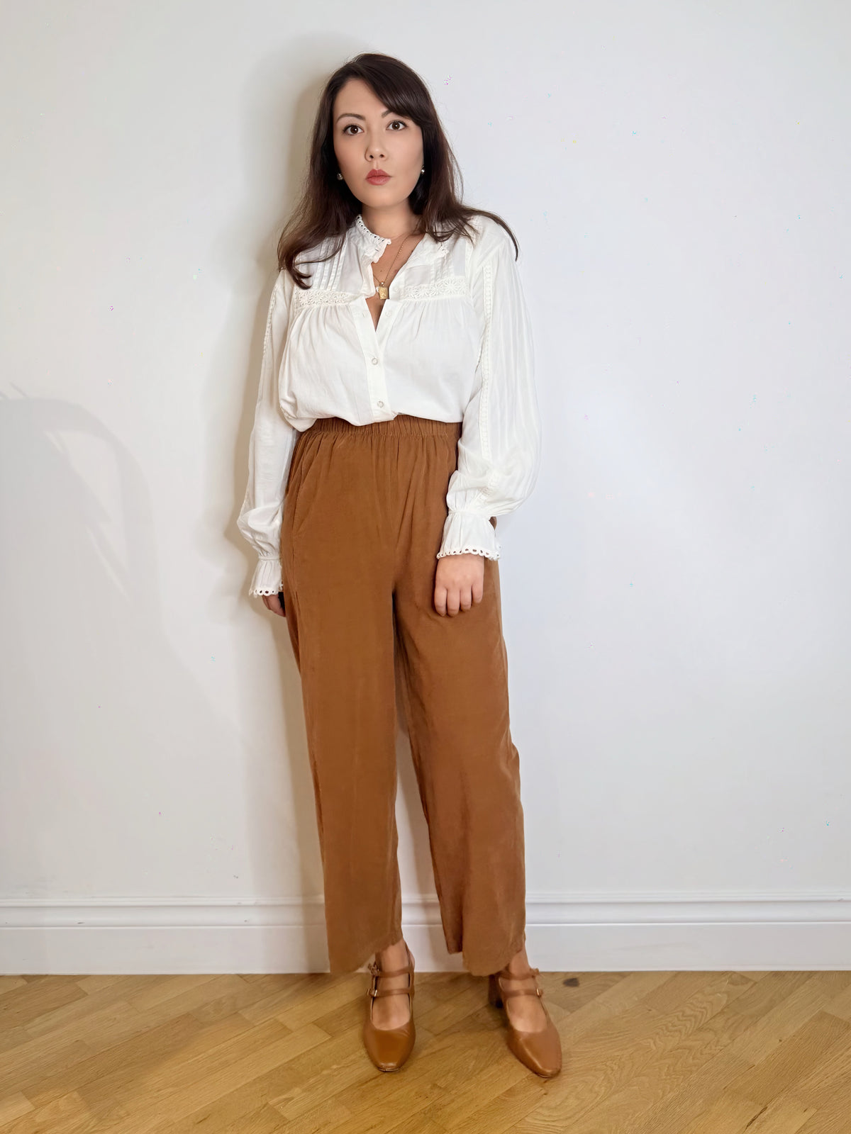 Camicia bohemien bianca 100% cotone