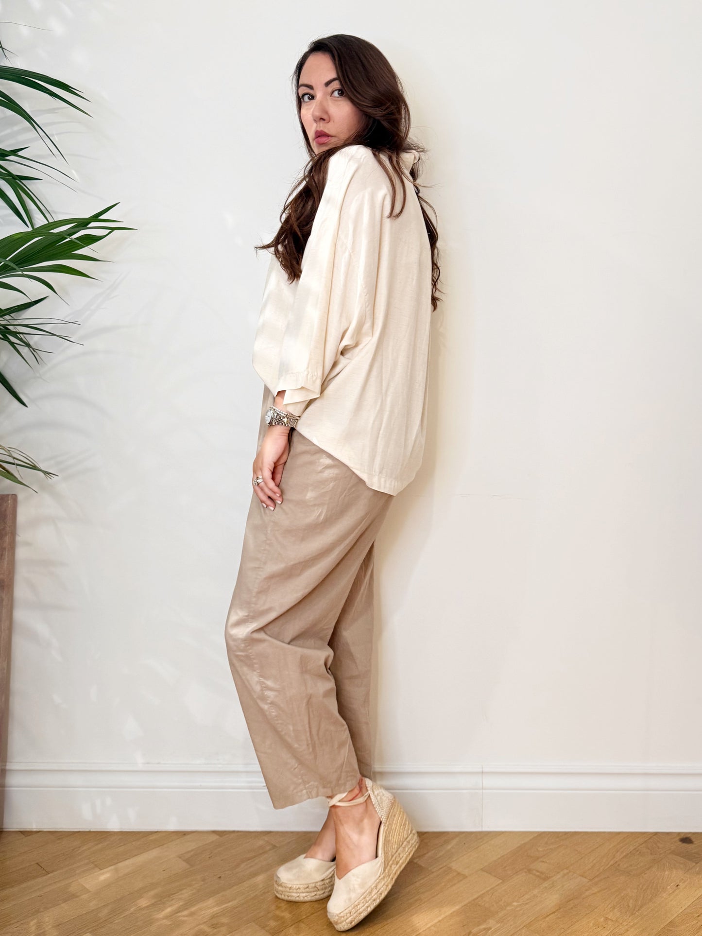 Pantalone in cotone sabbia