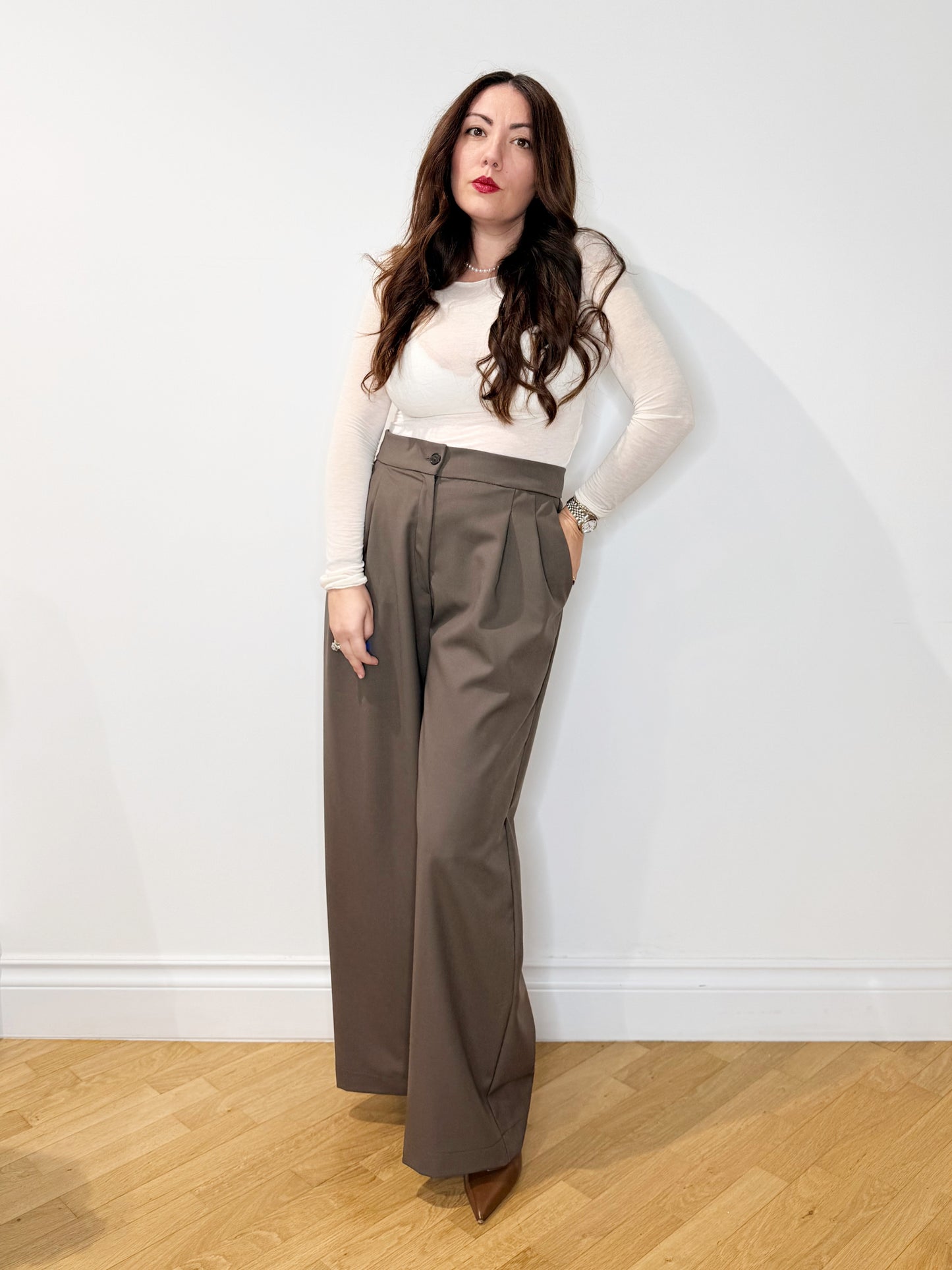 Pantalone sartoriale fango