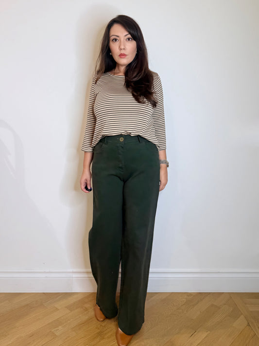 Maglia a righe verde e beige