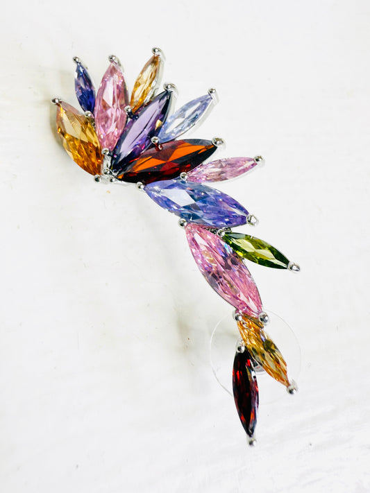 Ear cuff singolo con cristalli colorati