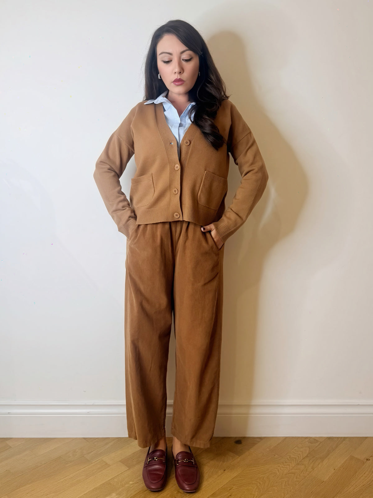 Cardigan in maglia camel