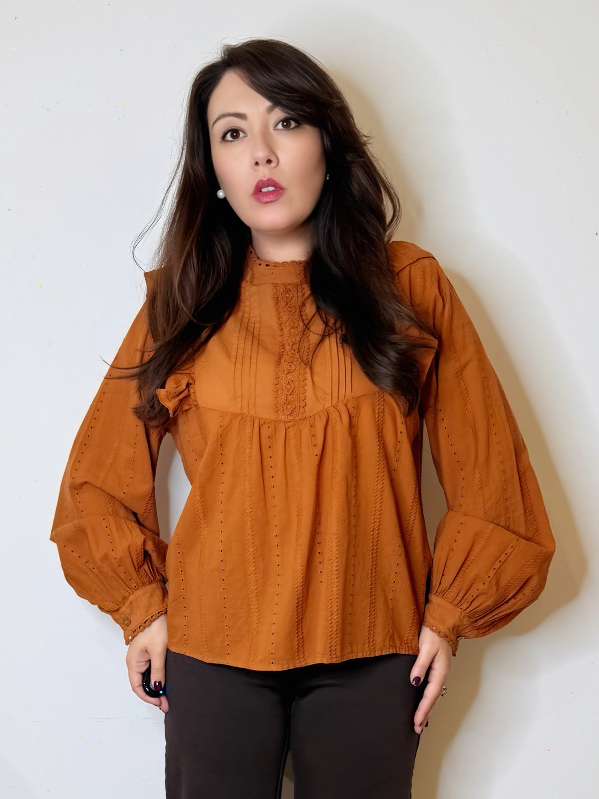 Camicia bohemien cotone zucca