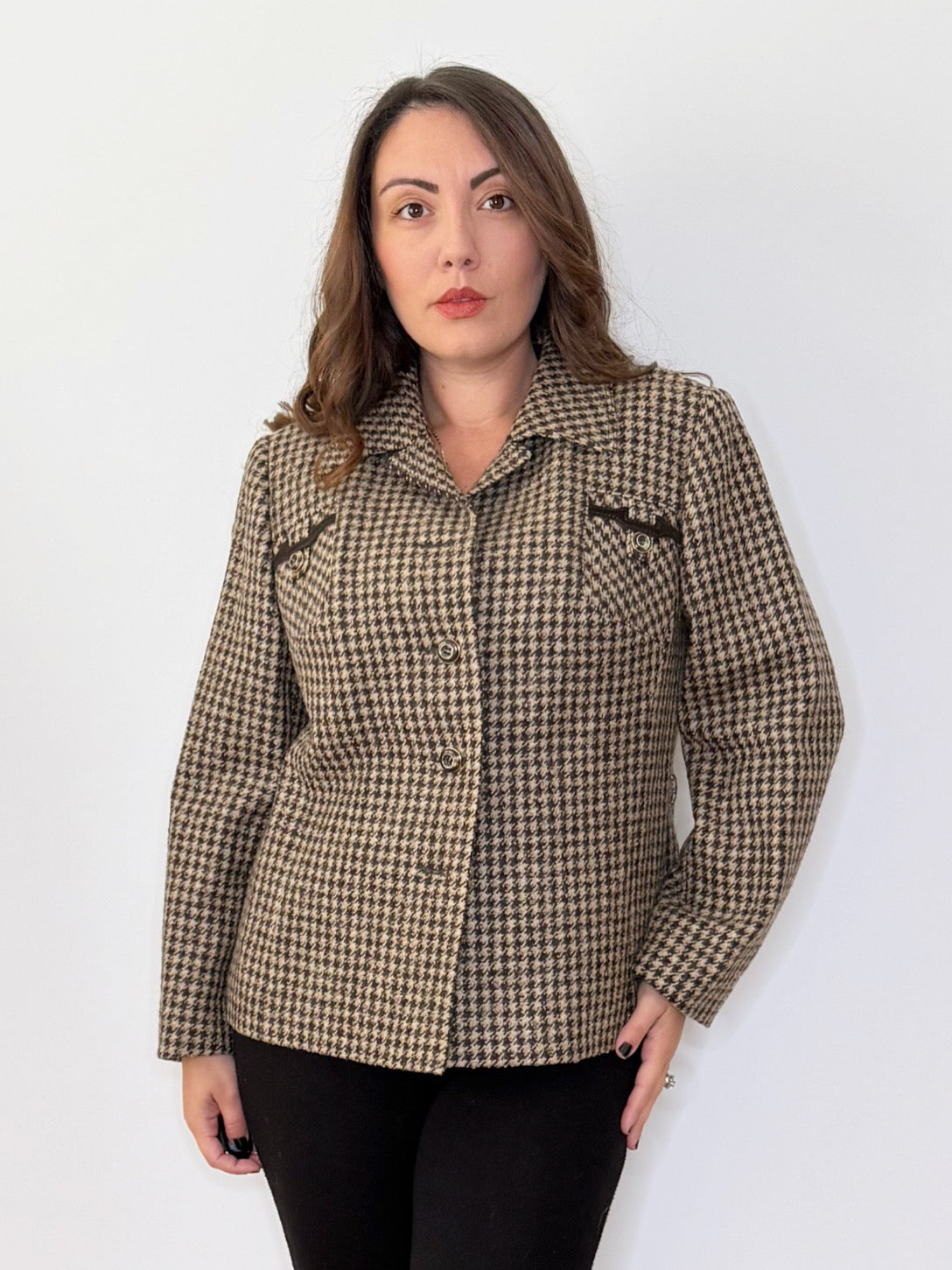 Giacca pied de poule in lana