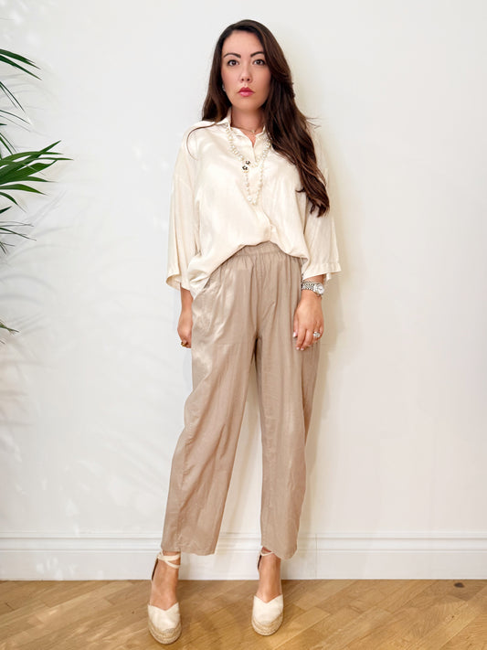 Pantalone in cotone sabbia
