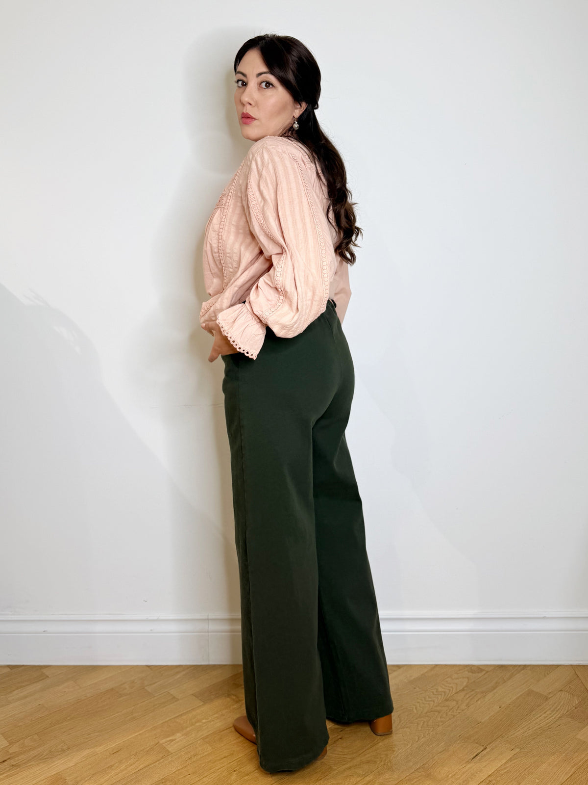 Pantalone in cotone jeans verde