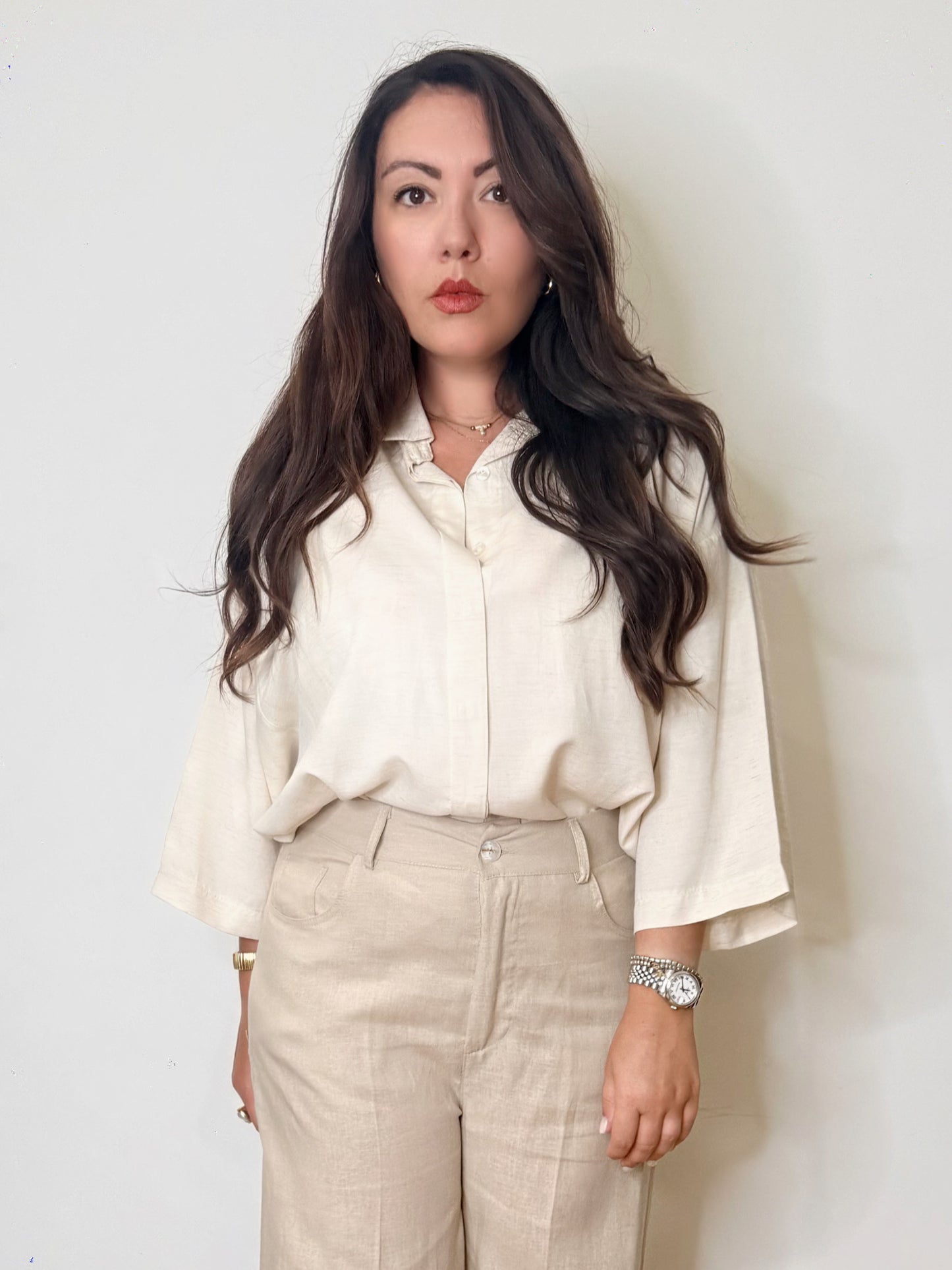 Camicia svasata misto lino